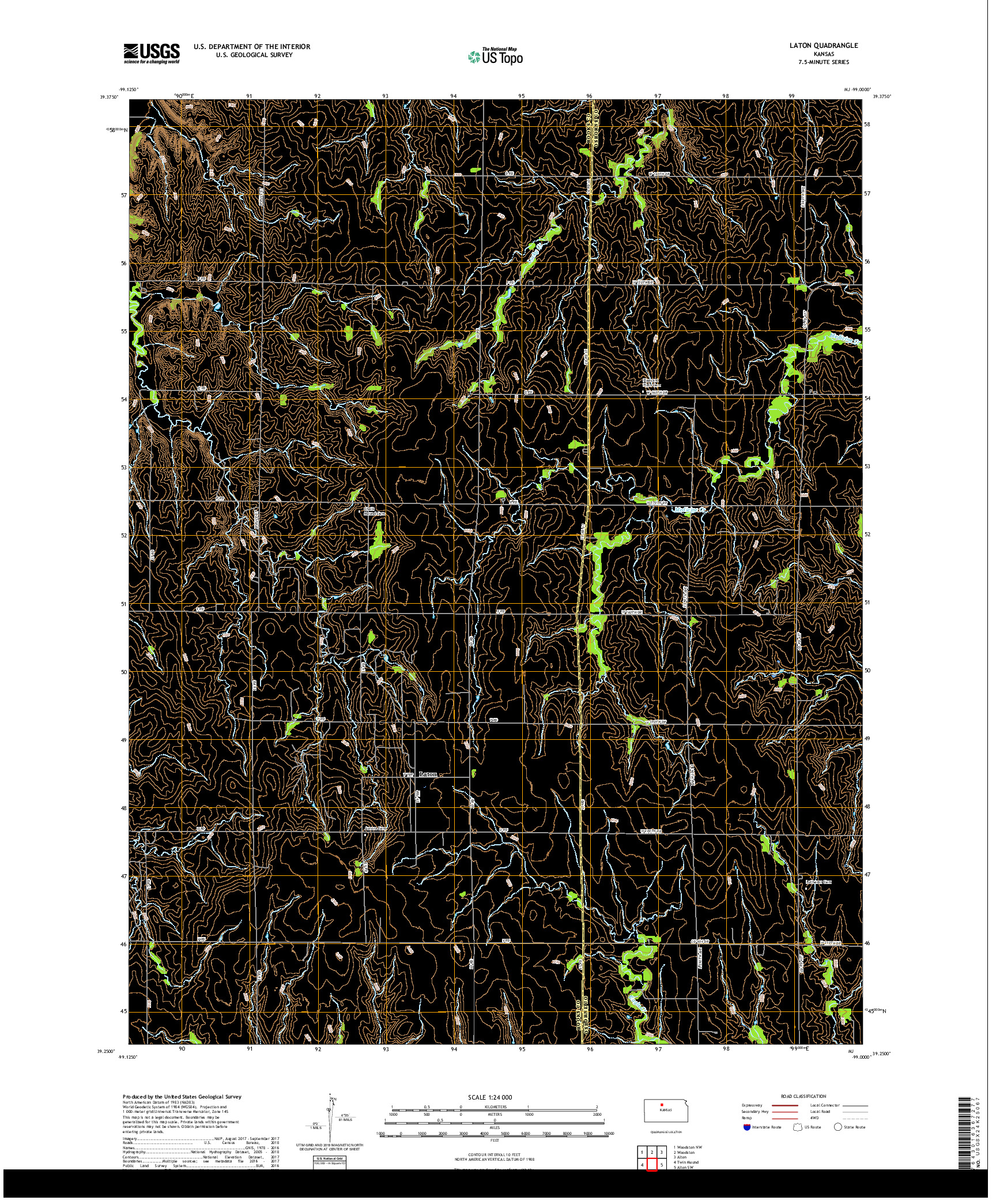 USGS US TOPO 7.5-MINUTE MAP FOR LATON, KS 2018