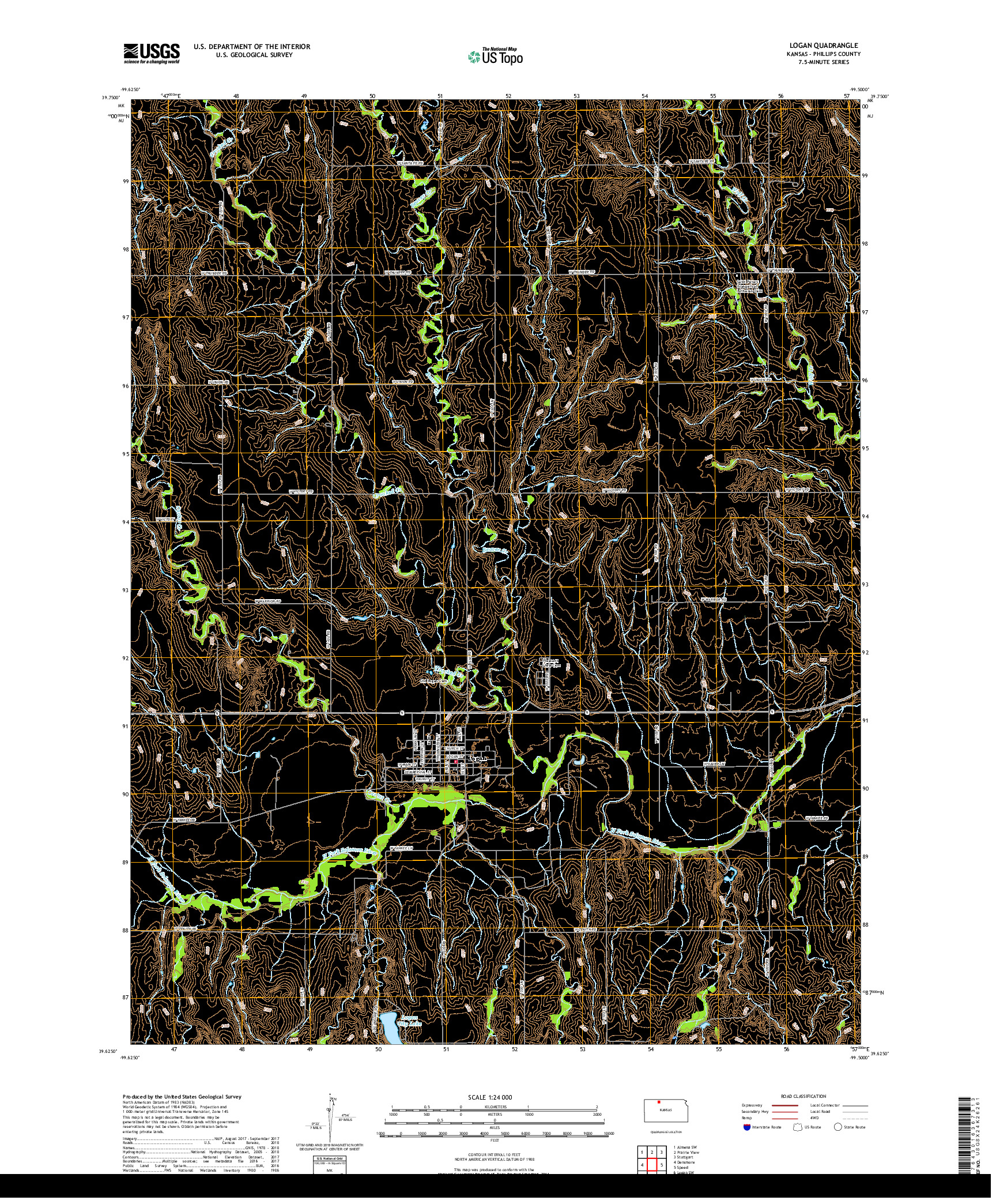 USGS US TOPO 7.5-MINUTE MAP FOR LOGAN, KS 2018