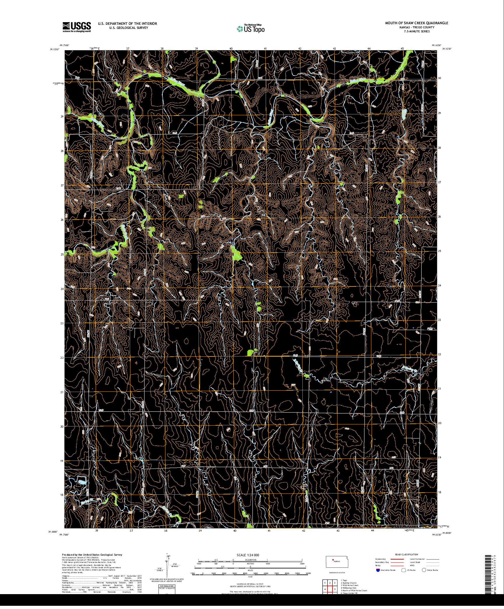 USGS US TOPO 7.5-MINUTE MAP FOR MOUTH OF SHAW CREEK, KS 2018