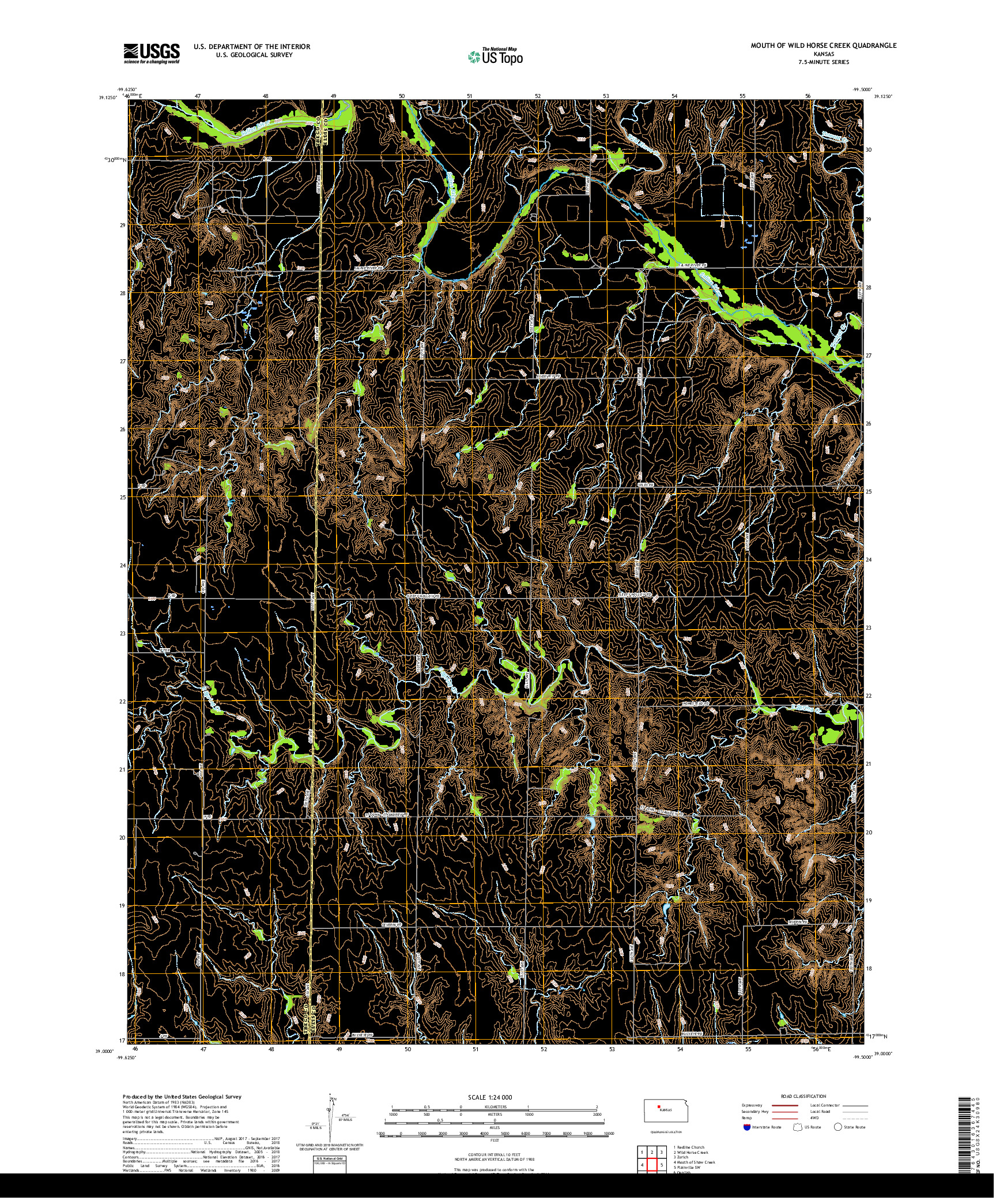 USGS US TOPO 7.5-MINUTE MAP FOR MOUTH OF WILD HORSE CREEK, KS 2018