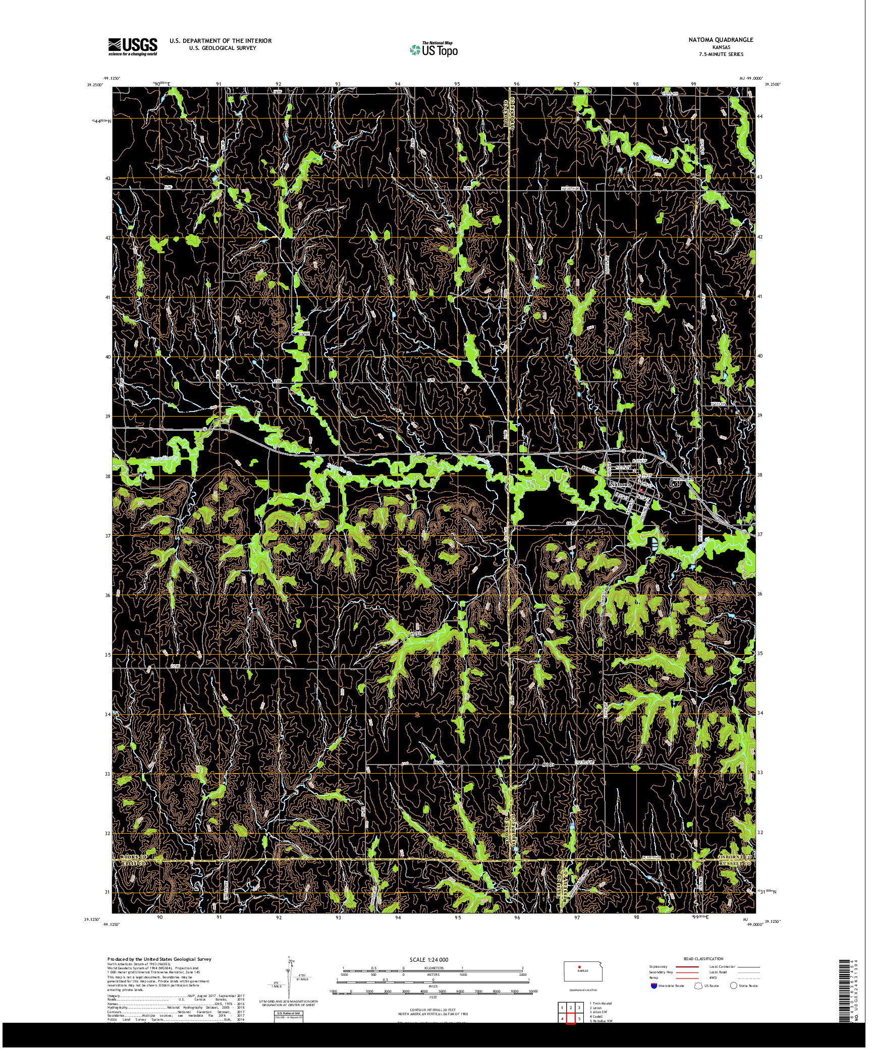 USGS US TOPO 7.5-MINUTE MAP FOR NATOMA, KS 2018