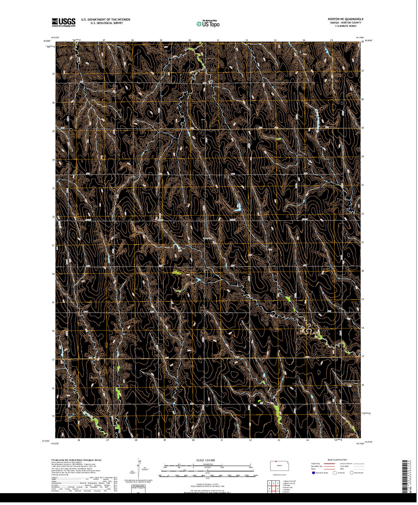 USGS US TOPO 7.5-MINUTE MAP FOR NORTON NE, KS 2018