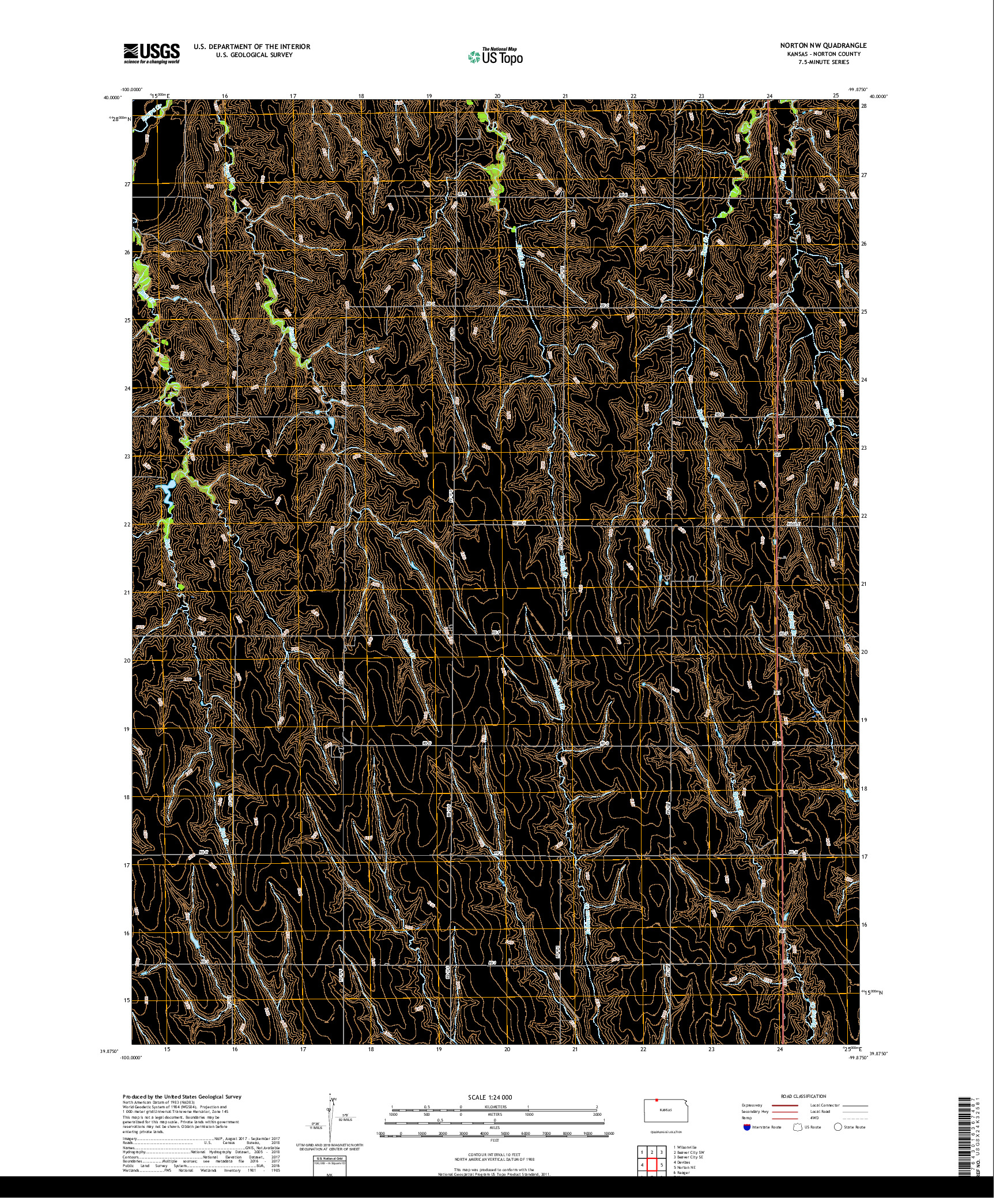 USGS US TOPO 7.5-MINUTE MAP FOR NORTON NW, KS 2018