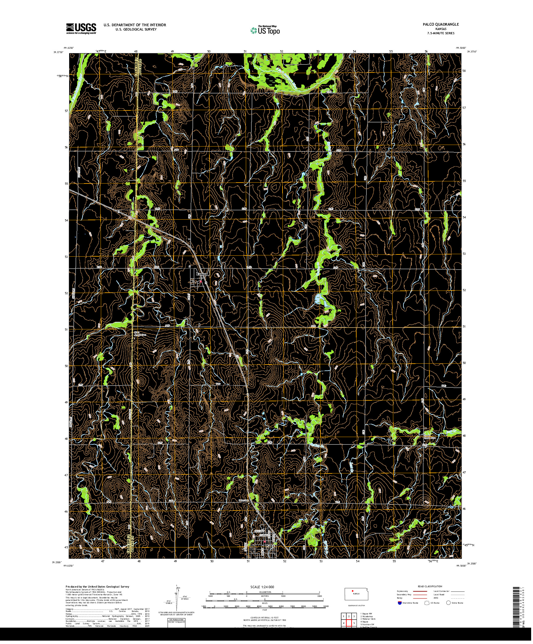 USGS US TOPO 7.5-MINUTE MAP FOR PALCO, KS 2018