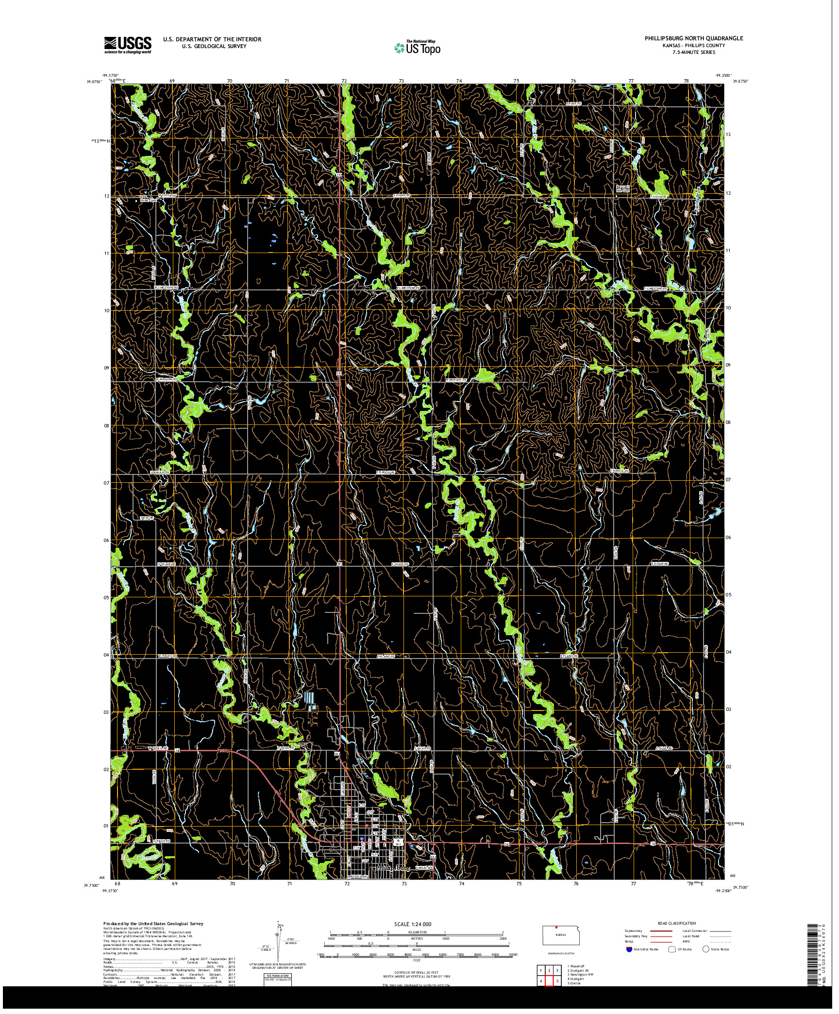 USGS US TOPO 7.5-MINUTE MAP FOR PHILLIPSBURG NORTH, KS 2018