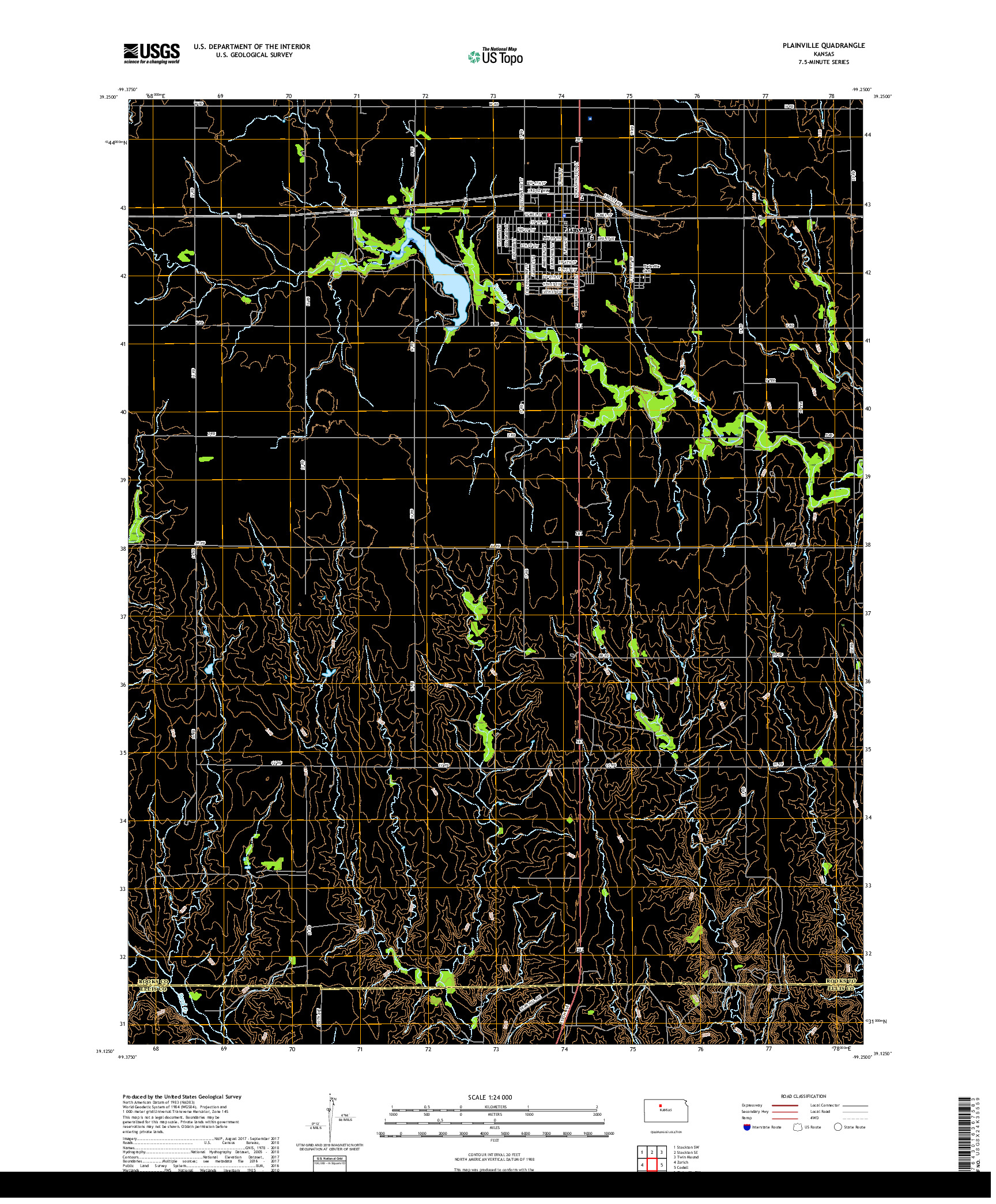 USGS US TOPO 7.5-MINUTE MAP FOR PLAINVILLE, KS 2018