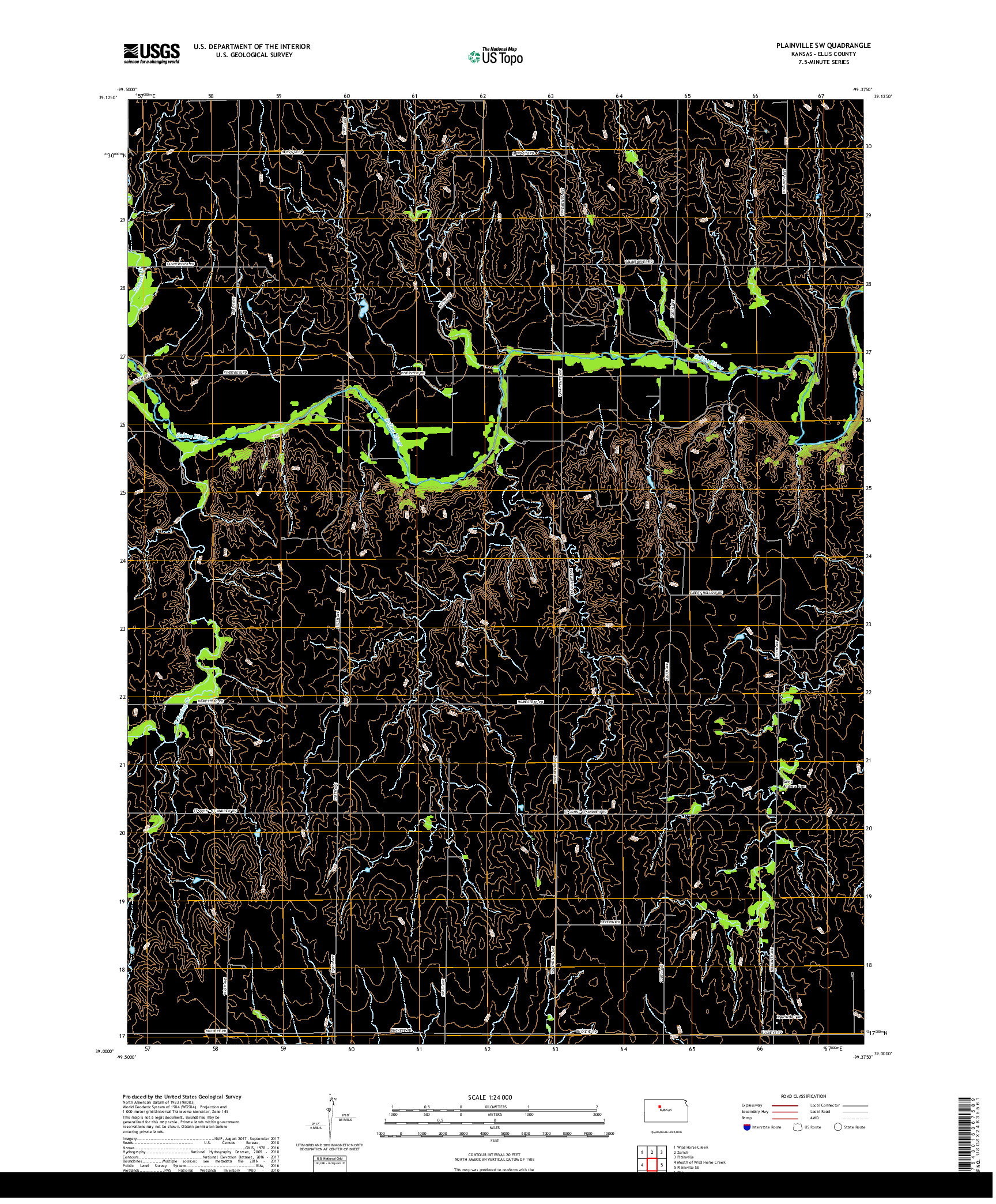 USGS US TOPO 7.5-MINUTE MAP FOR PLAINVILLE SW, KS 2018