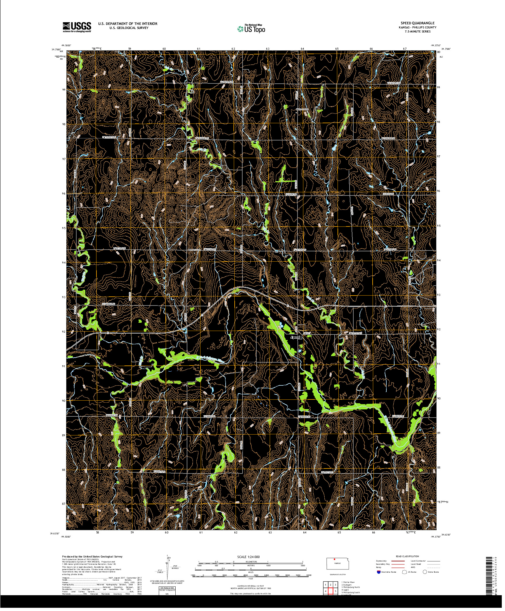 USGS US TOPO 7.5-MINUTE MAP FOR SPEED, KS 2018