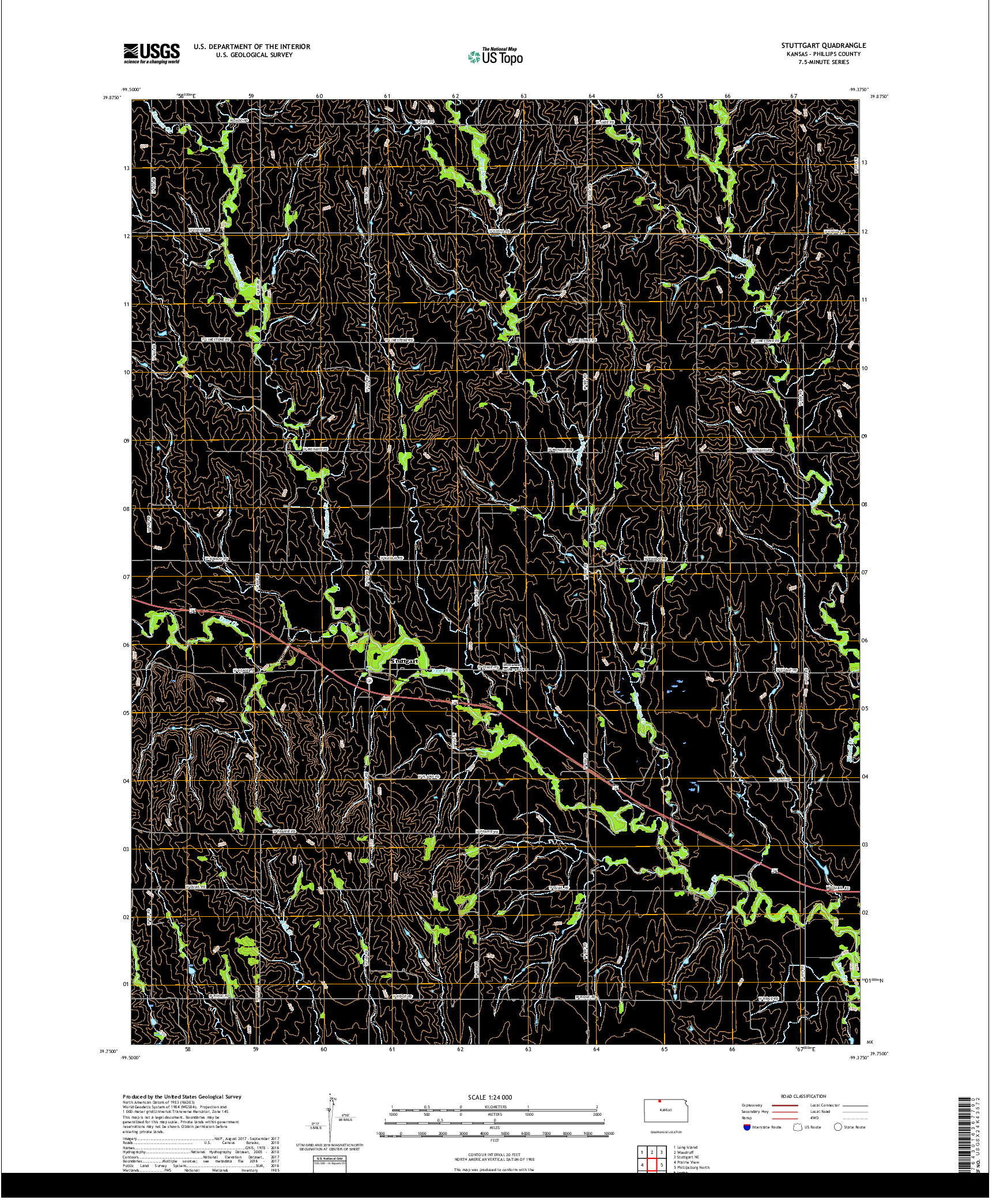 USGS US TOPO 7.5-MINUTE MAP FOR STUTTGART, KS 2018