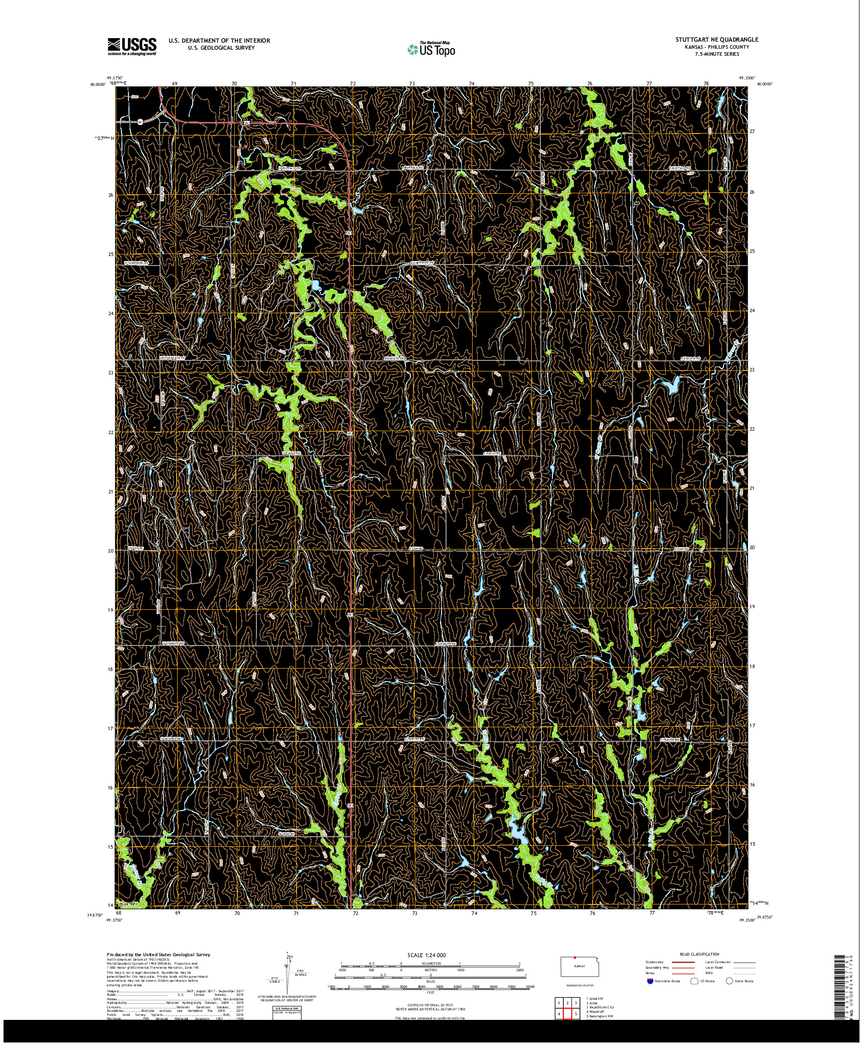 USGS US TOPO 7.5-MINUTE MAP FOR STUTTGART NE, KS 2018