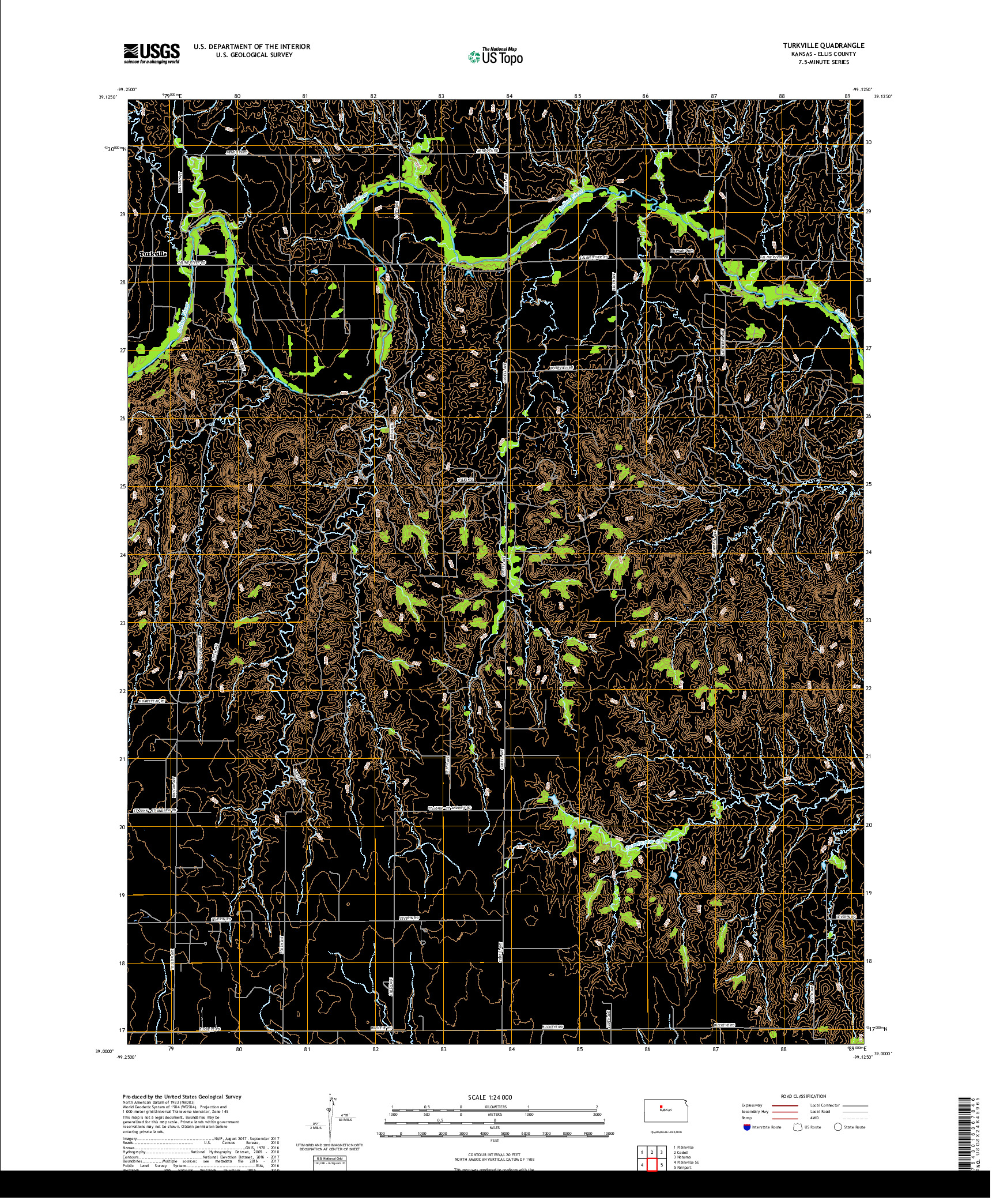 USGS US TOPO 7.5-MINUTE MAP FOR TURKVILLE, KS 2018