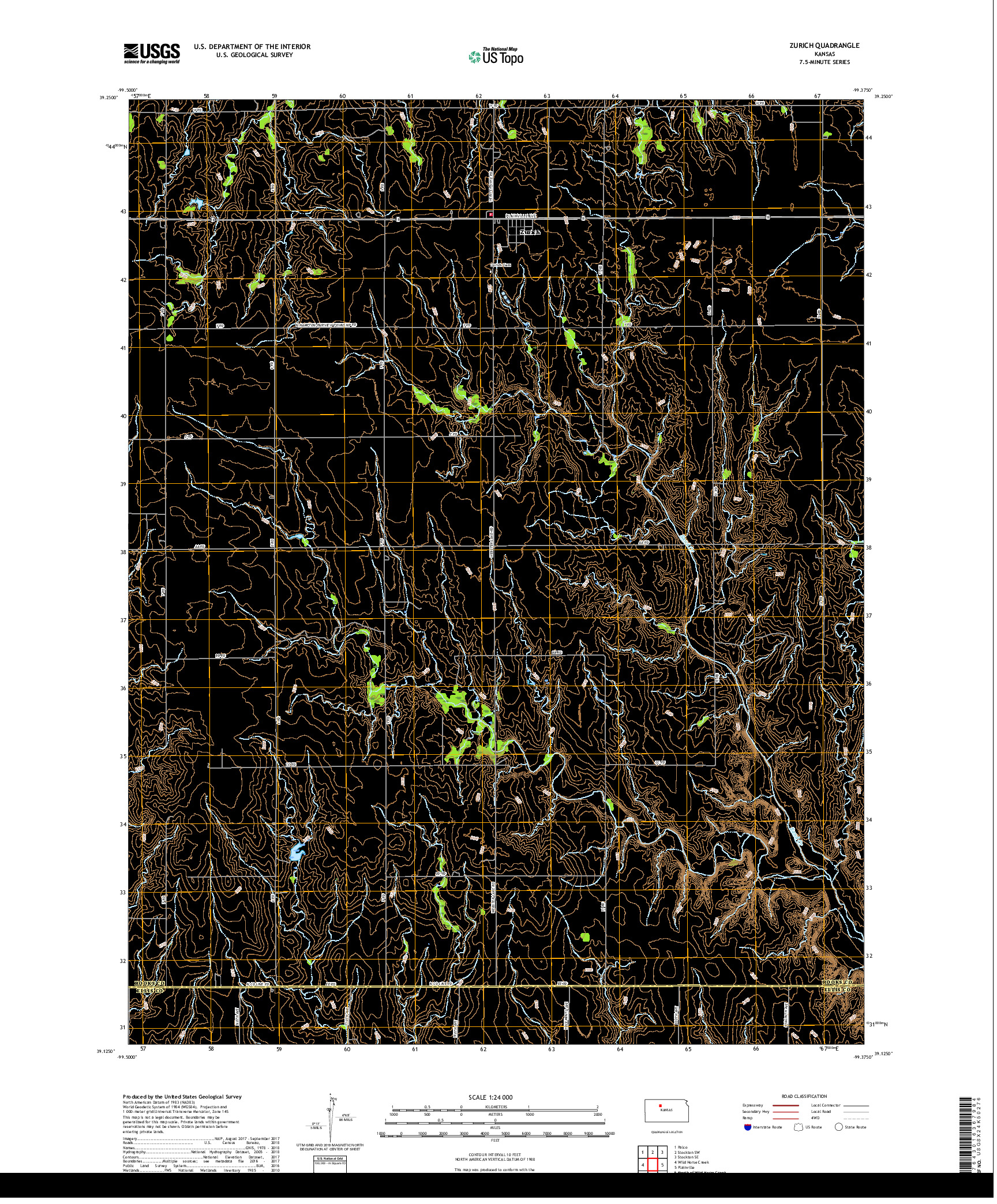 USGS US TOPO 7.5-MINUTE MAP FOR ZURICH, KS 2018