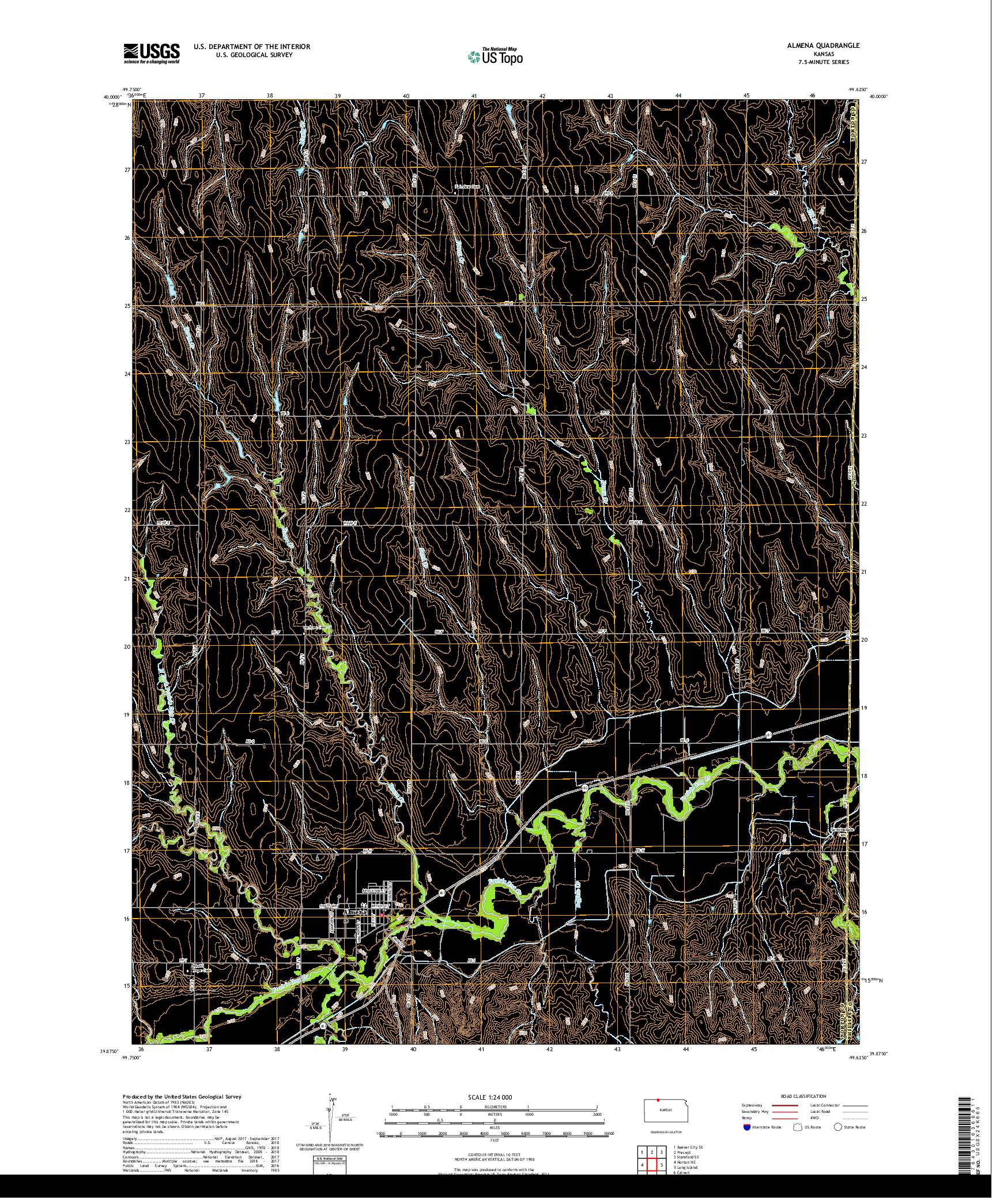 USGS US TOPO 7.5-MINUTE MAP FOR ALMENA, KS 2018