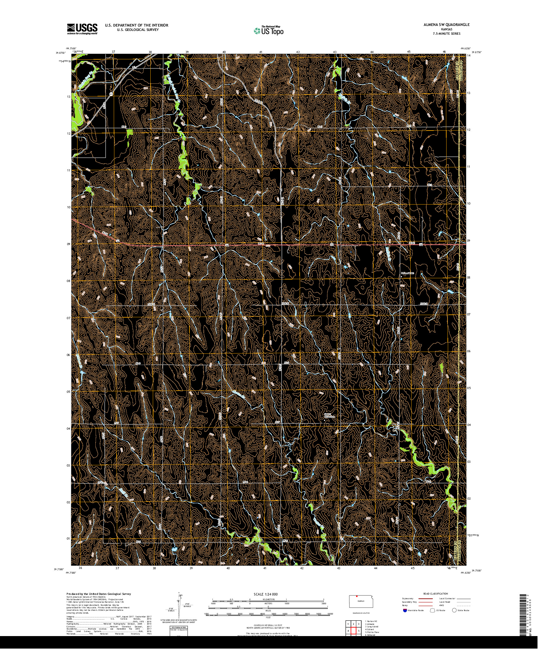 USGS US TOPO 7.5-MINUTE MAP FOR ALMENA SW, KS 2018