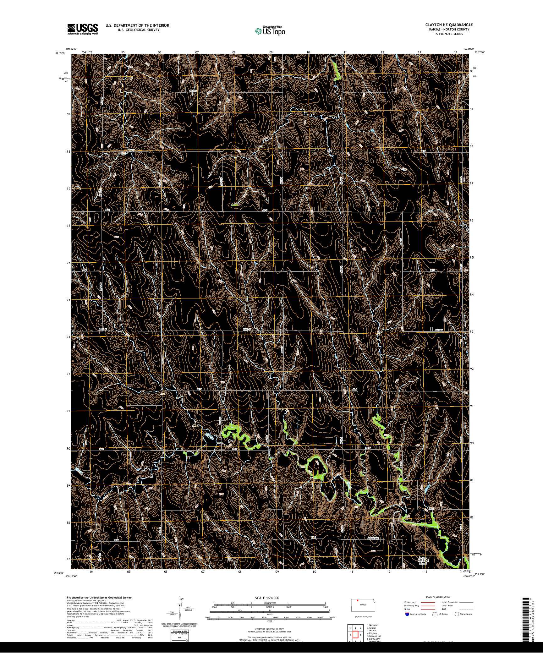 USGS US TOPO 7.5-MINUTE MAP FOR CLAYTON NE, KS 2018