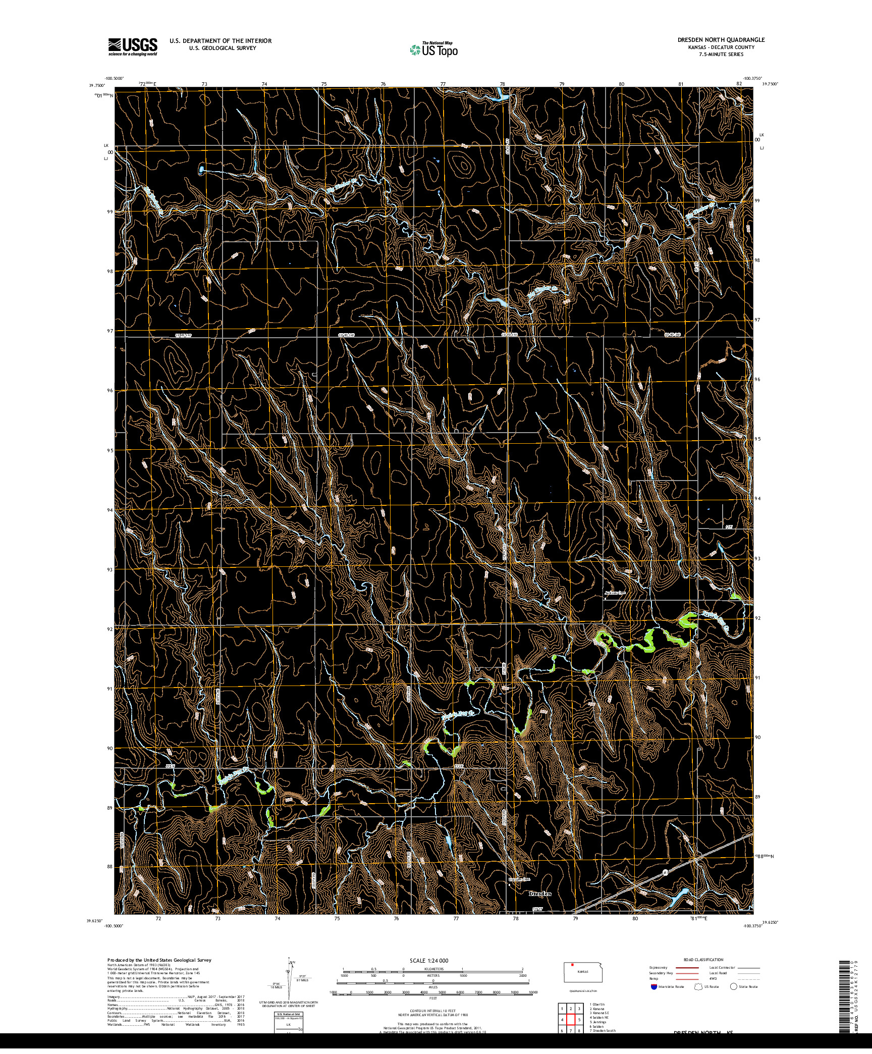 USGS US TOPO 7.5-MINUTE MAP FOR DRESDEN NORTH, KS 2018