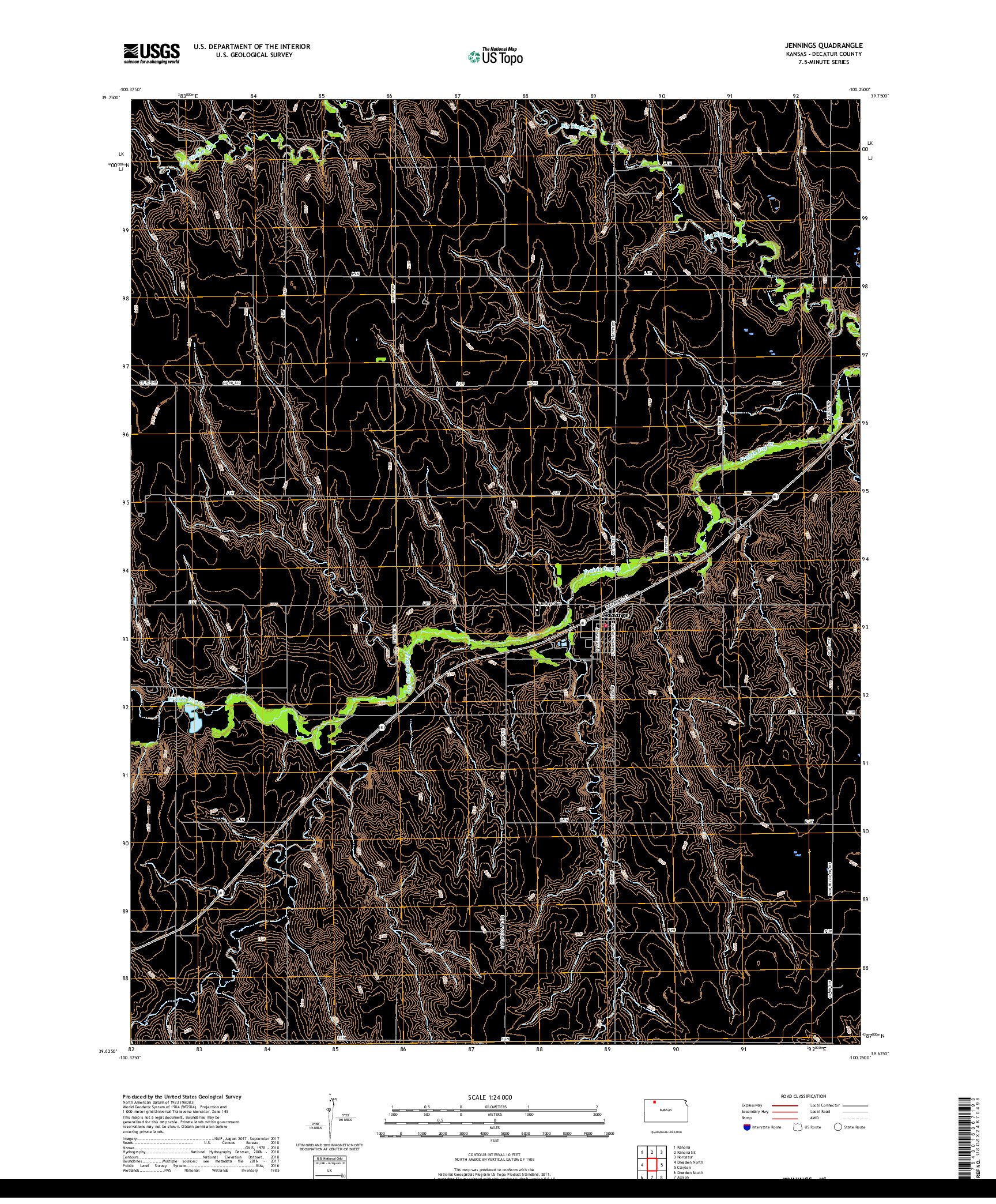 USGS US TOPO 7.5-MINUTE MAP FOR JENNINGS, KS 2018