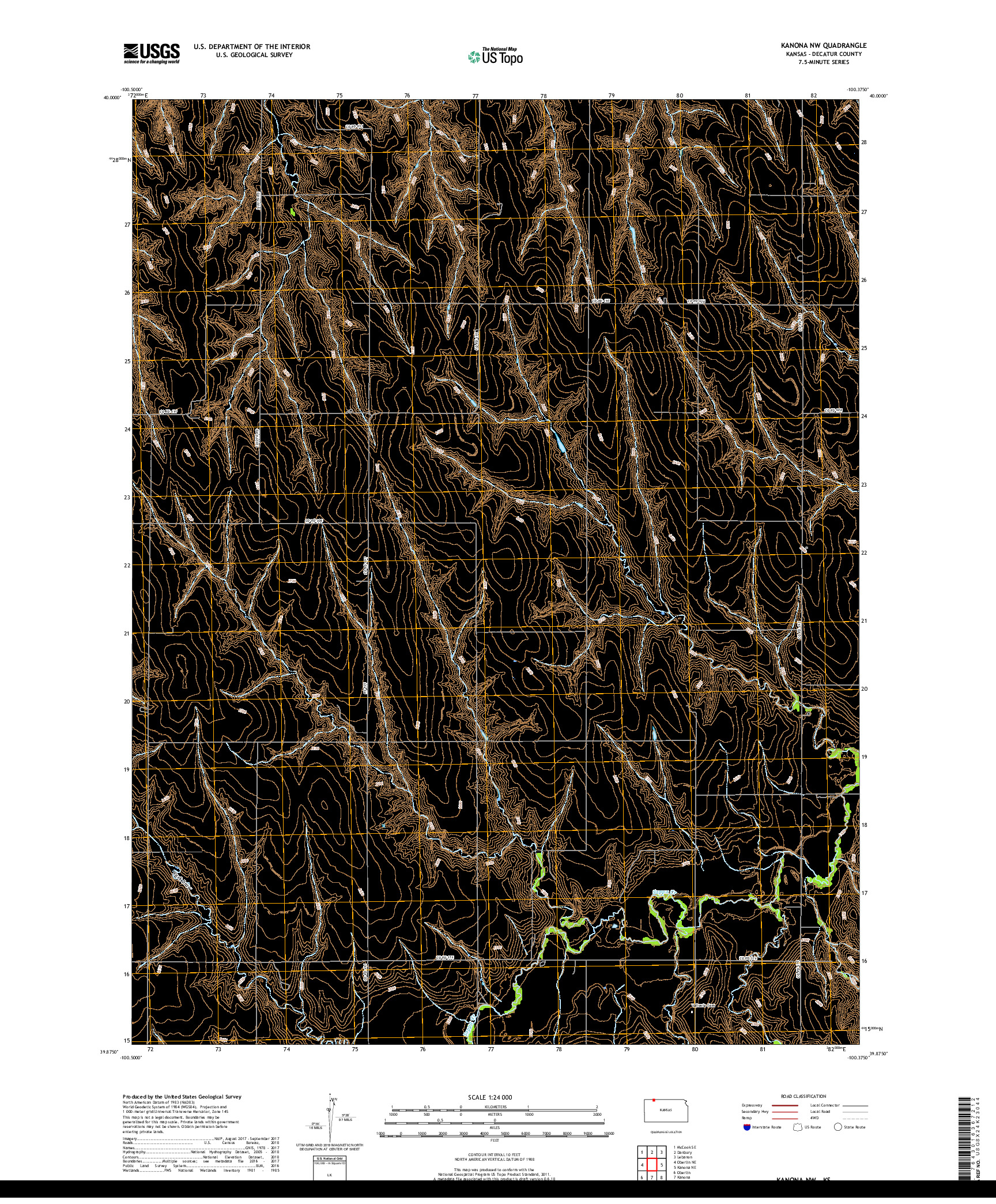 USGS US TOPO 7.5-MINUTE MAP FOR KANONA NW, KS 2018