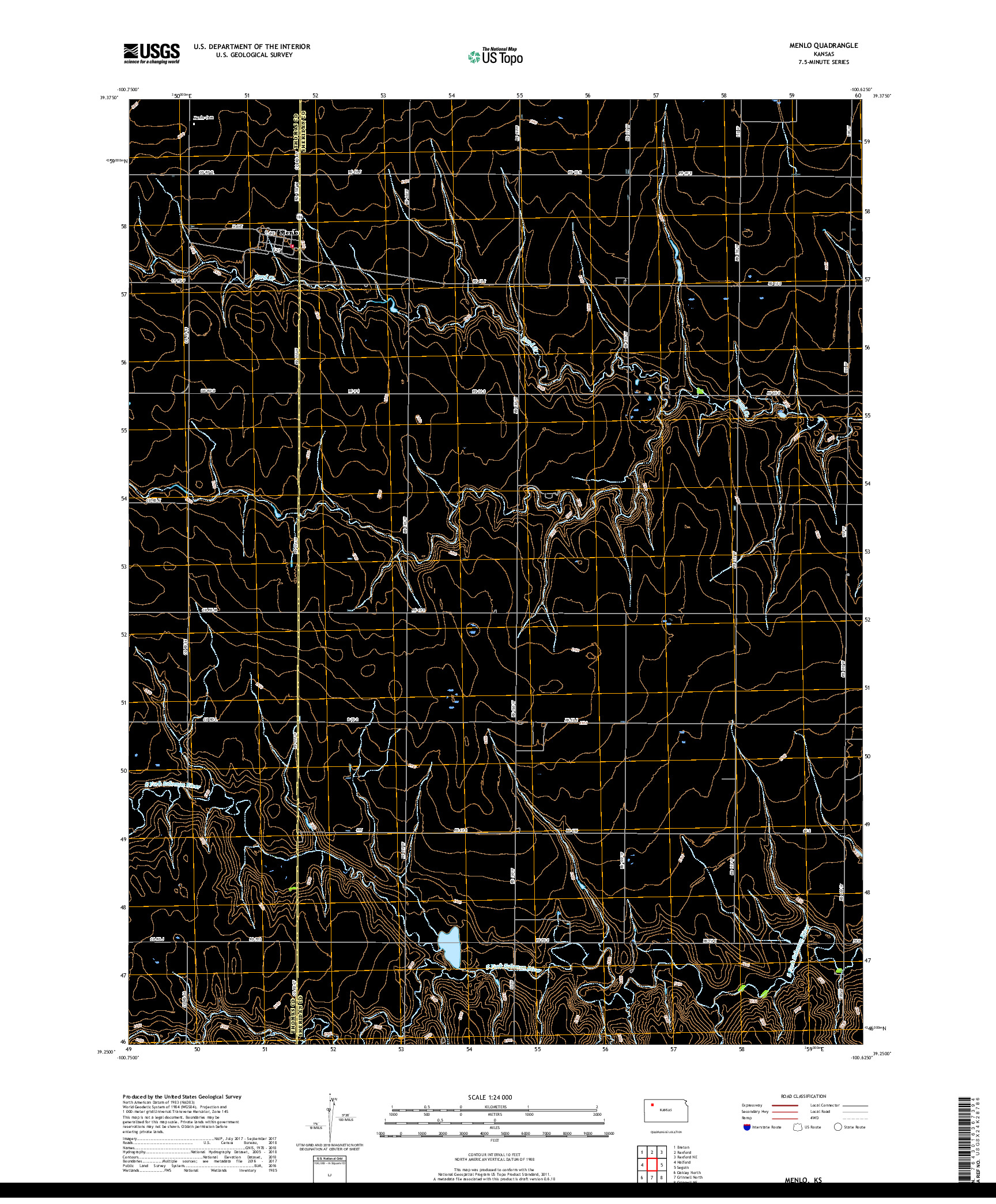 USGS US TOPO 7.5-MINUTE MAP FOR MENLO, KS 2018