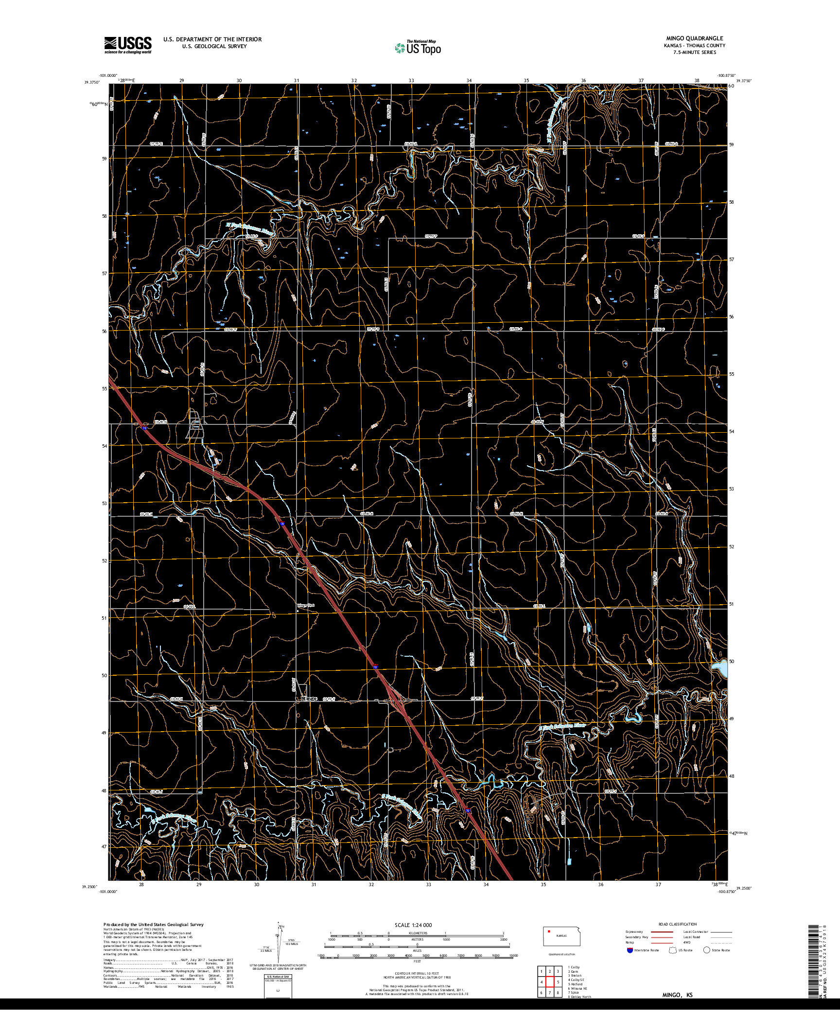 USGS US TOPO 7.5-MINUTE MAP FOR MINGO, KS 2018