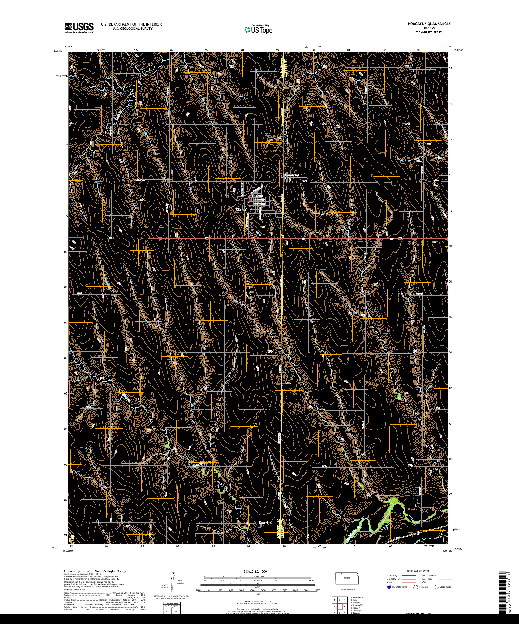 USGS US TOPO 7.5-MINUTE MAP FOR NORCATUR, KS 2018