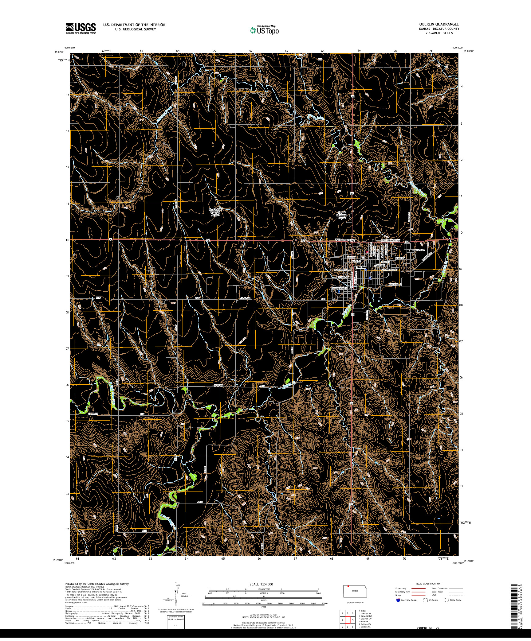 USGS US TOPO 7.5-MINUTE MAP FOR OBERLIN, KS 2018