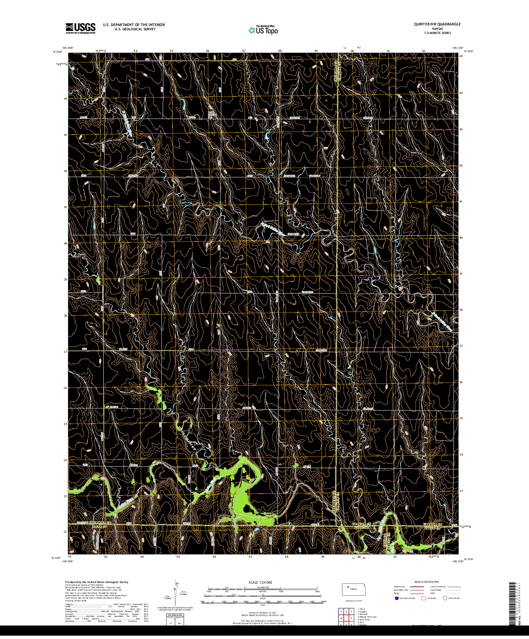 USGS US TOPO 7.5-MINUTE MAP FOR QUINTER NW, KS 2018