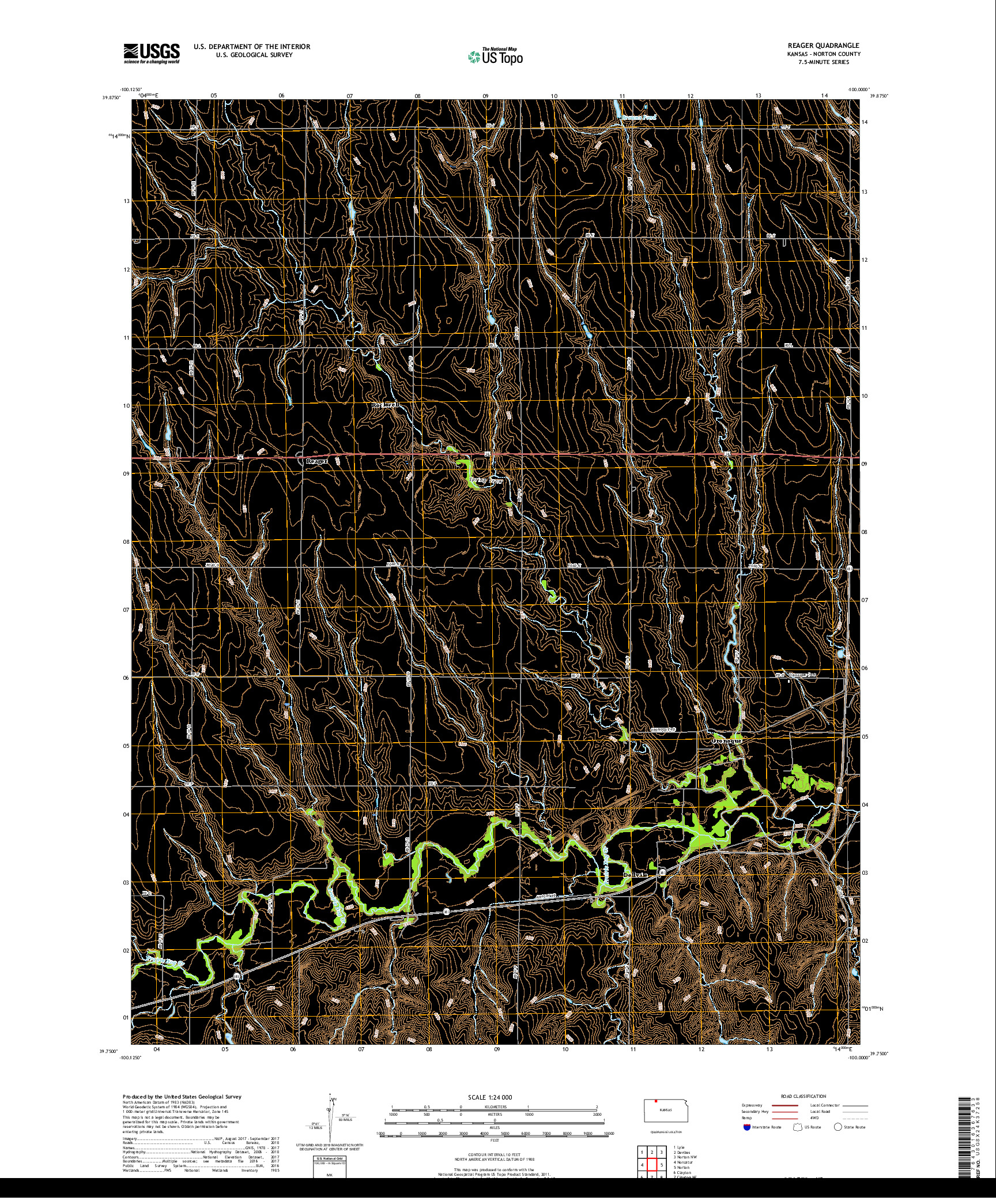 USGS US TOPO 7.5-MINUTE MAP FOR REAGER, KS 2018