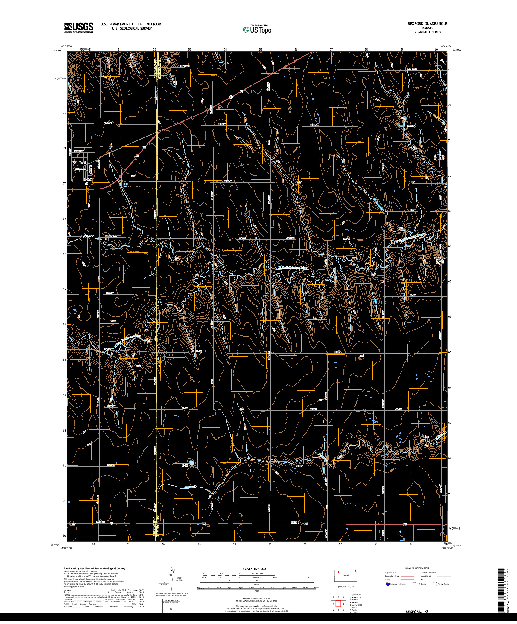 USGS US TOPO 7.5-MINUTE MAP FOR REXFORD, KS 2018