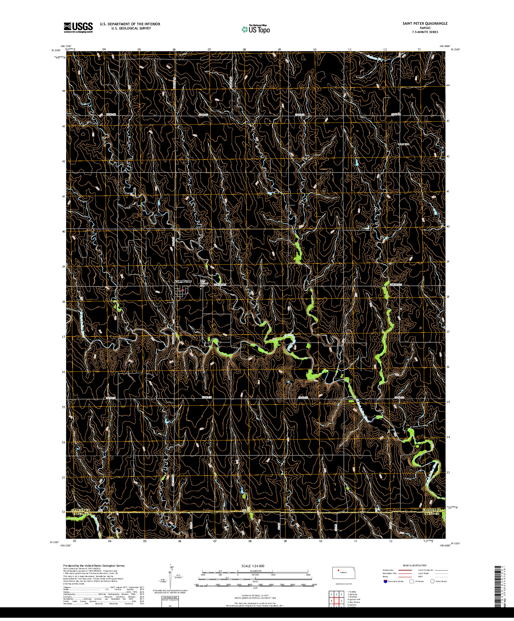 USGS US TOPO 7.5-MINUTE MAP FOR SAINT PETER, KS 2018