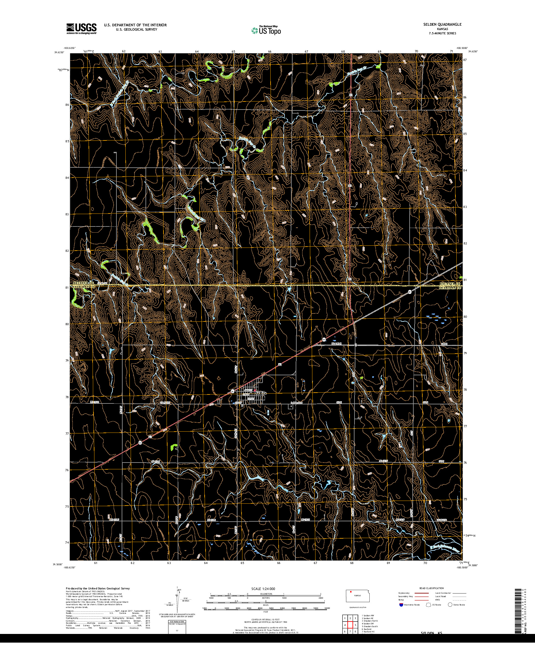 USGS US TOPO 7.5-MINUTE MAP FOR SELDEN, KS 2018