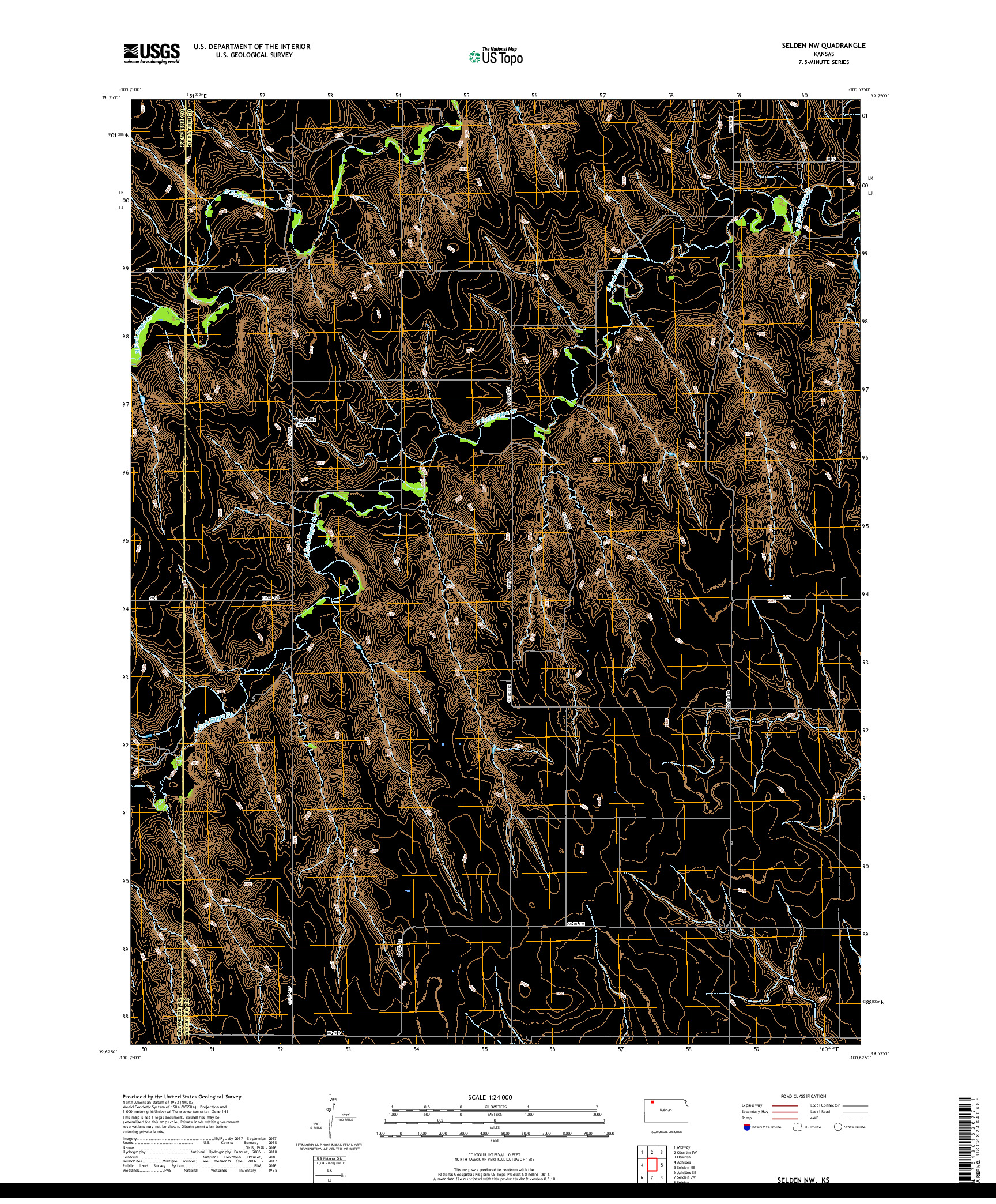 USGS US TOPO 7.5-MINUTE MAP FOR SELDEN NW, KS 2018