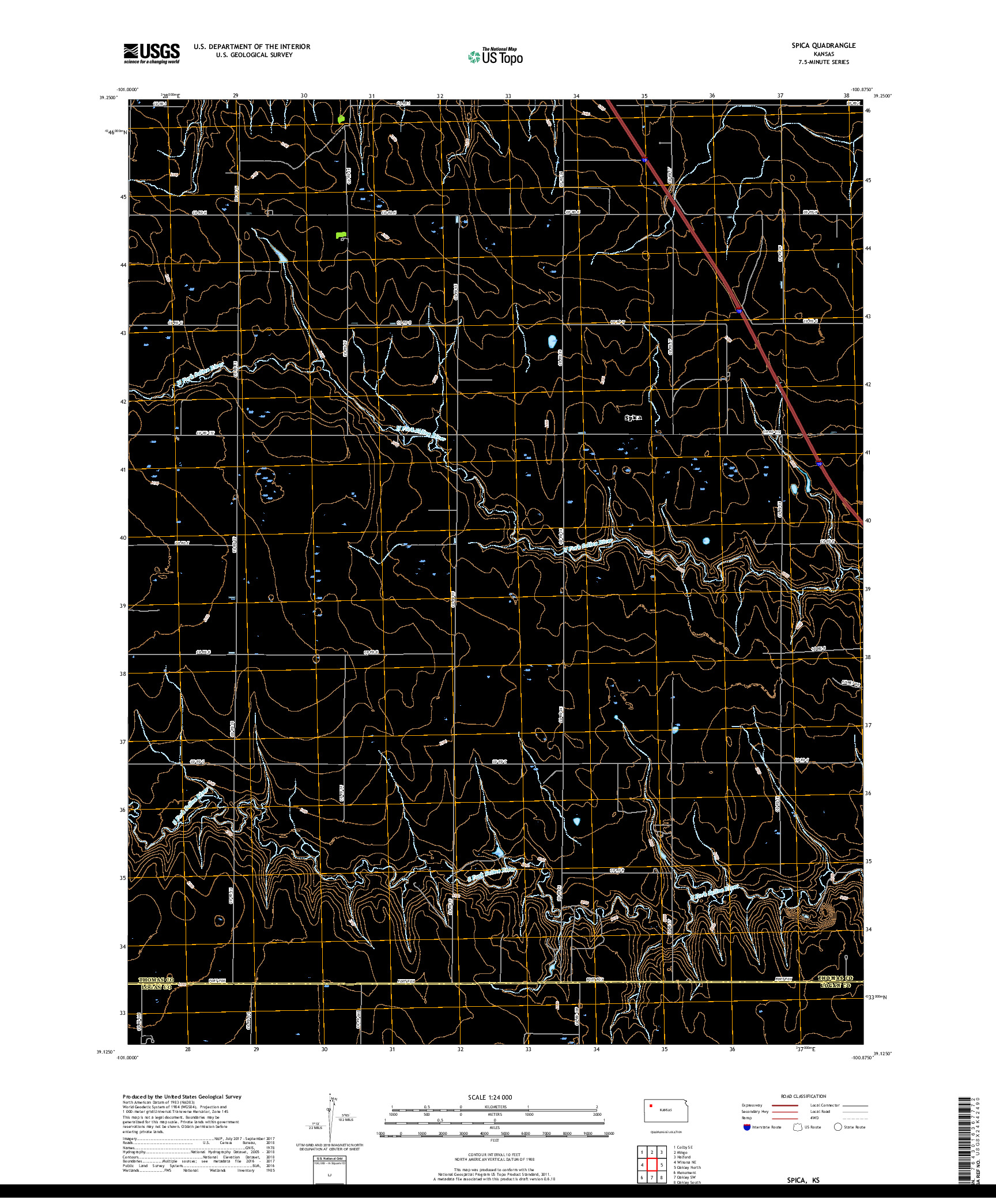 USGS US TOPO 7.5-MINUTE MAP FOR SPICA, KS 2018