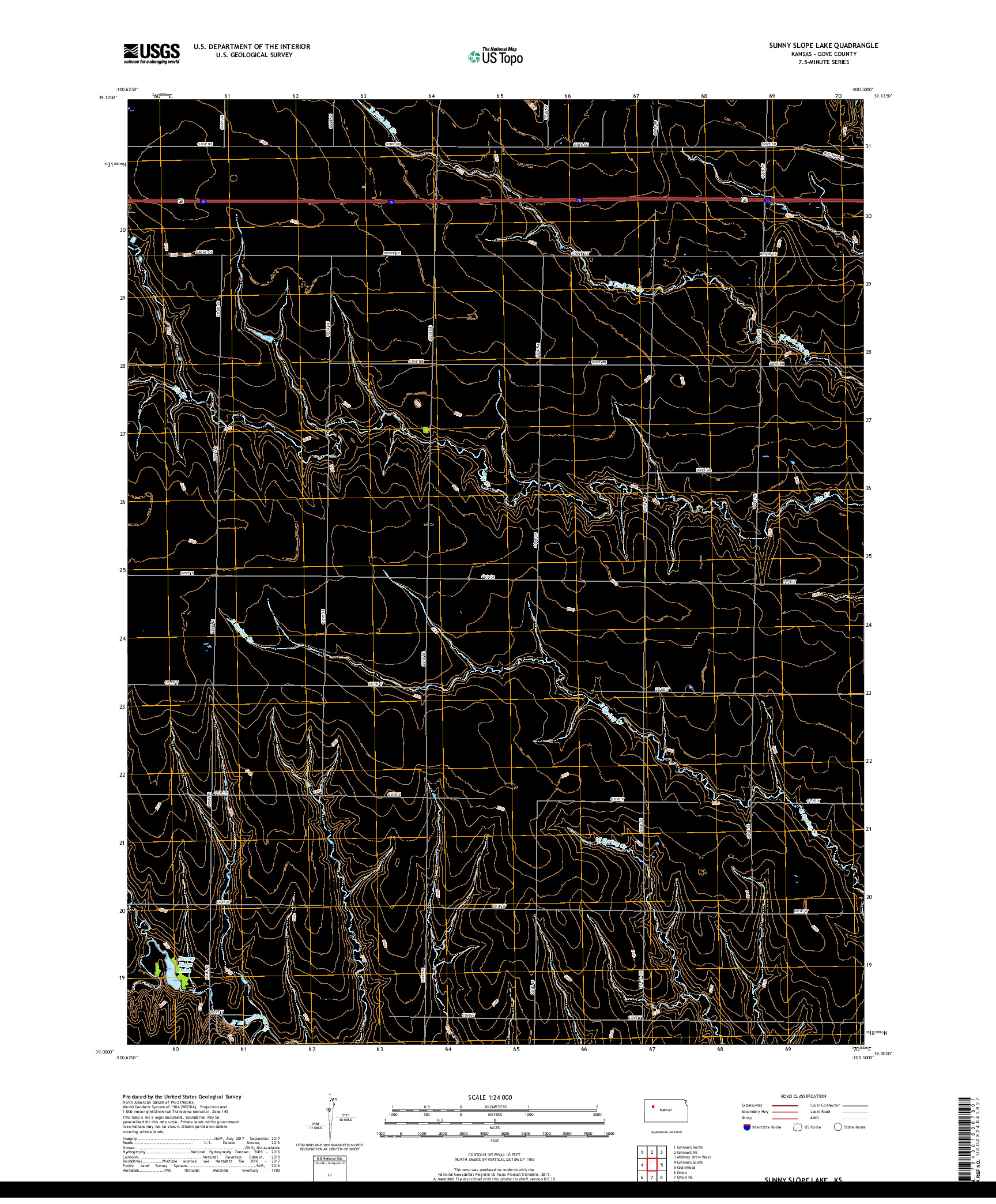 USGS US TOPO 7.5-MINUTE MAP FOR SUNNY SLOPE LAKE, KS 2018