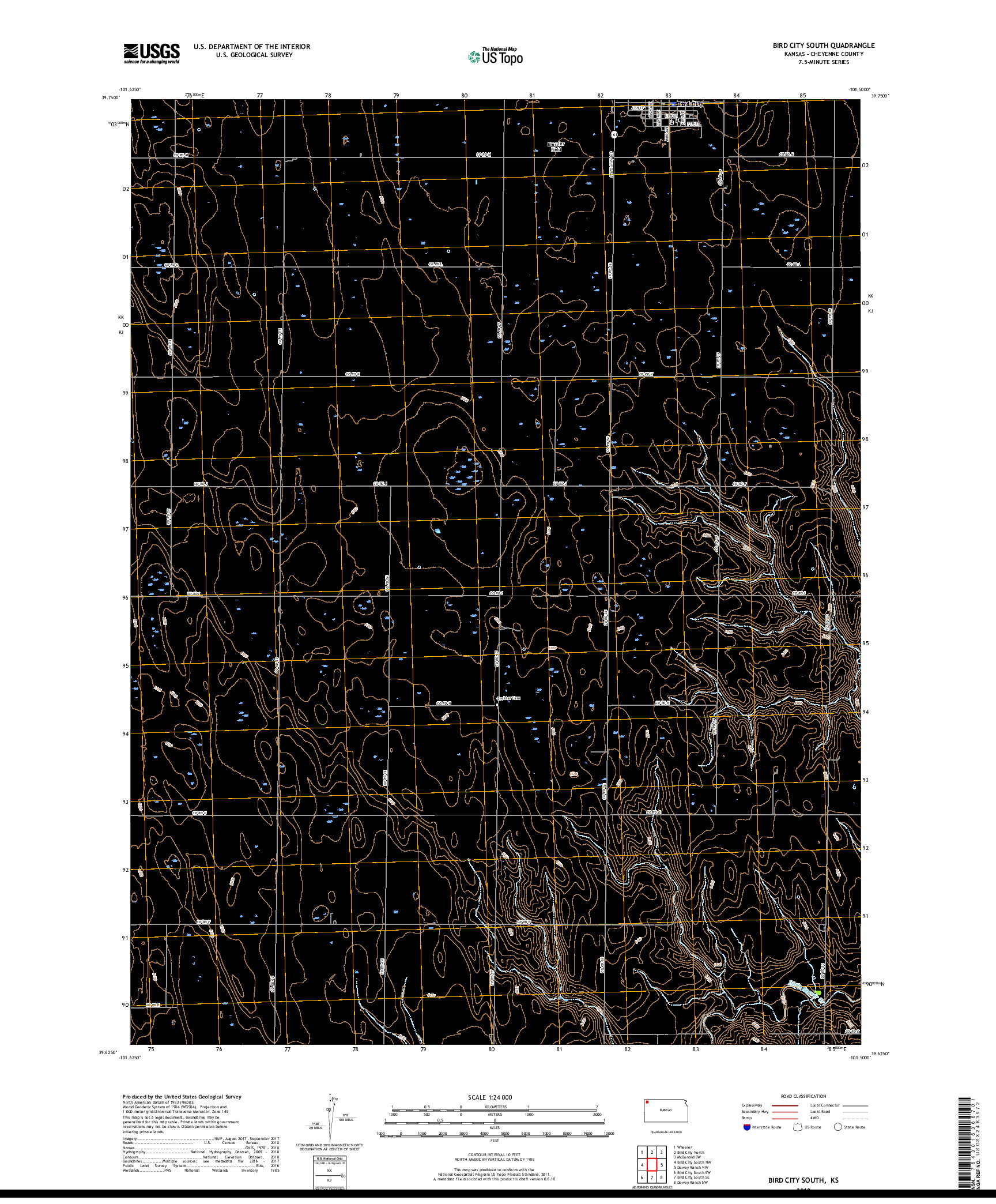 USGS US TOPO 7.5-MINUTE MAP FOR BIRD CITY SOUTH, KS 2018