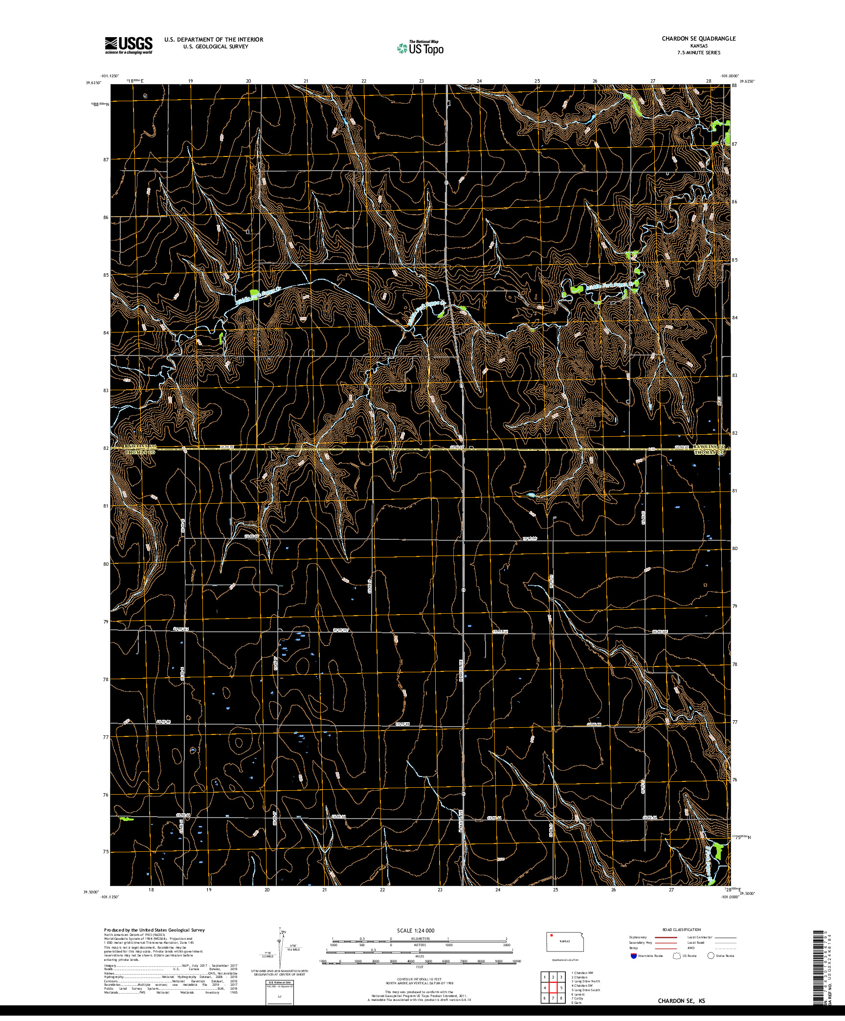 USGS US TOPO 7.5-MINUTE MAP FOR CHARDON SE, KS 2018