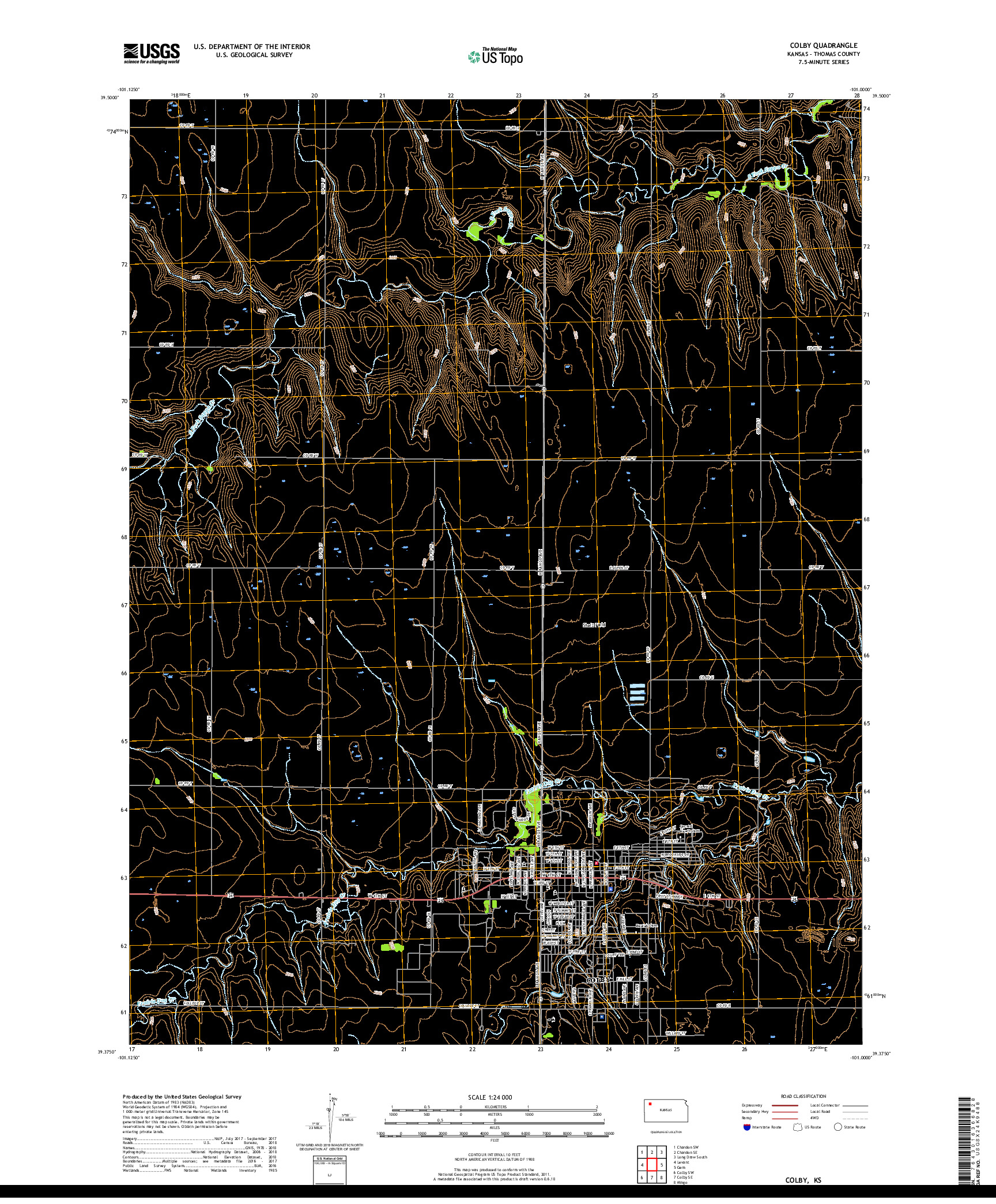 USGS US TOPO 7.5-MINUTE MAP FOR COLBY, KS 2018