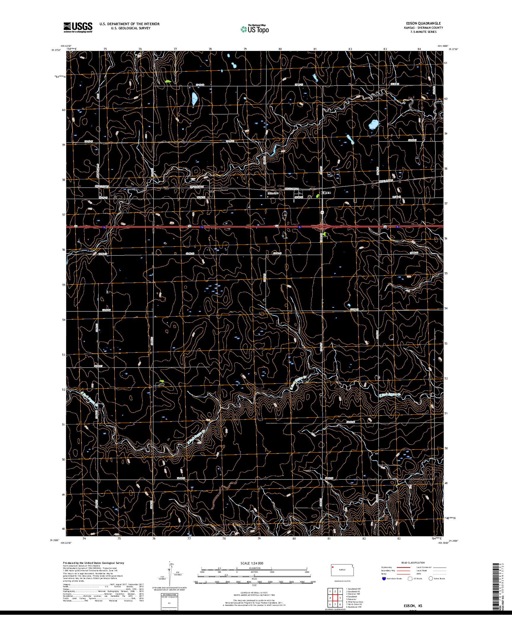 USGS US TOPO 7.5-MINUTE MAP FOR EDSON, KS 2018