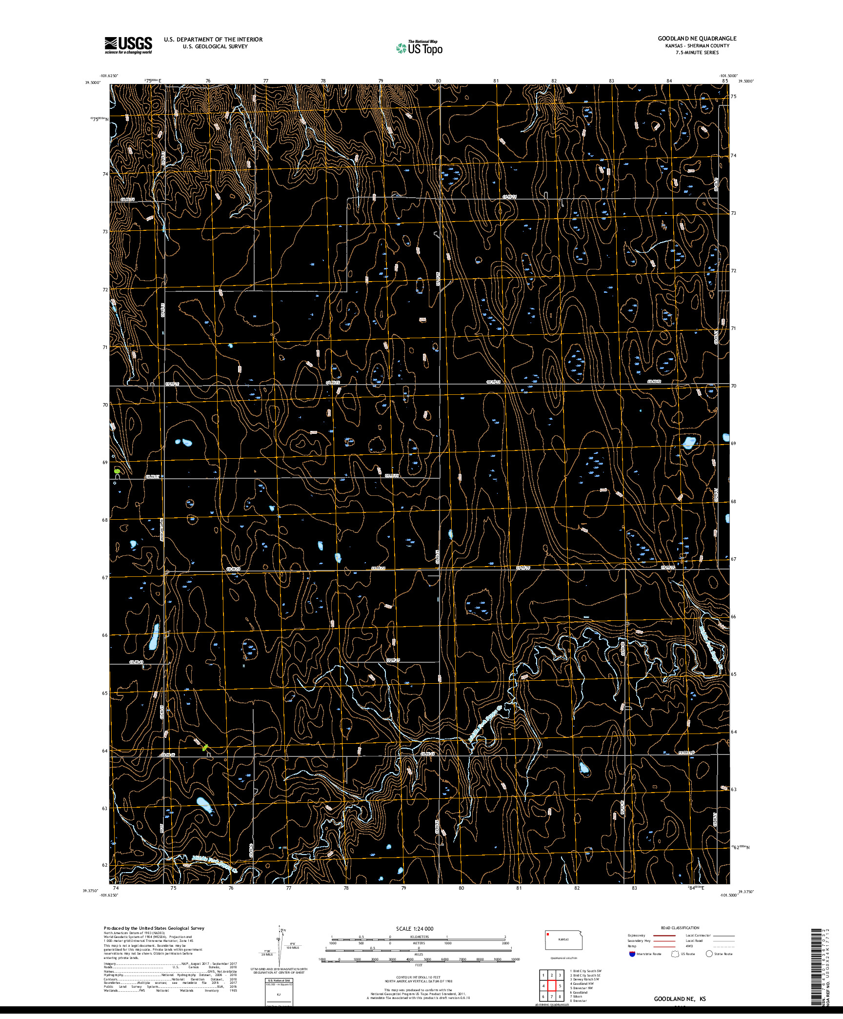 USGS US TOPO 7.5-MINUTE MAP FOR GOODLAND NE, KS 2018