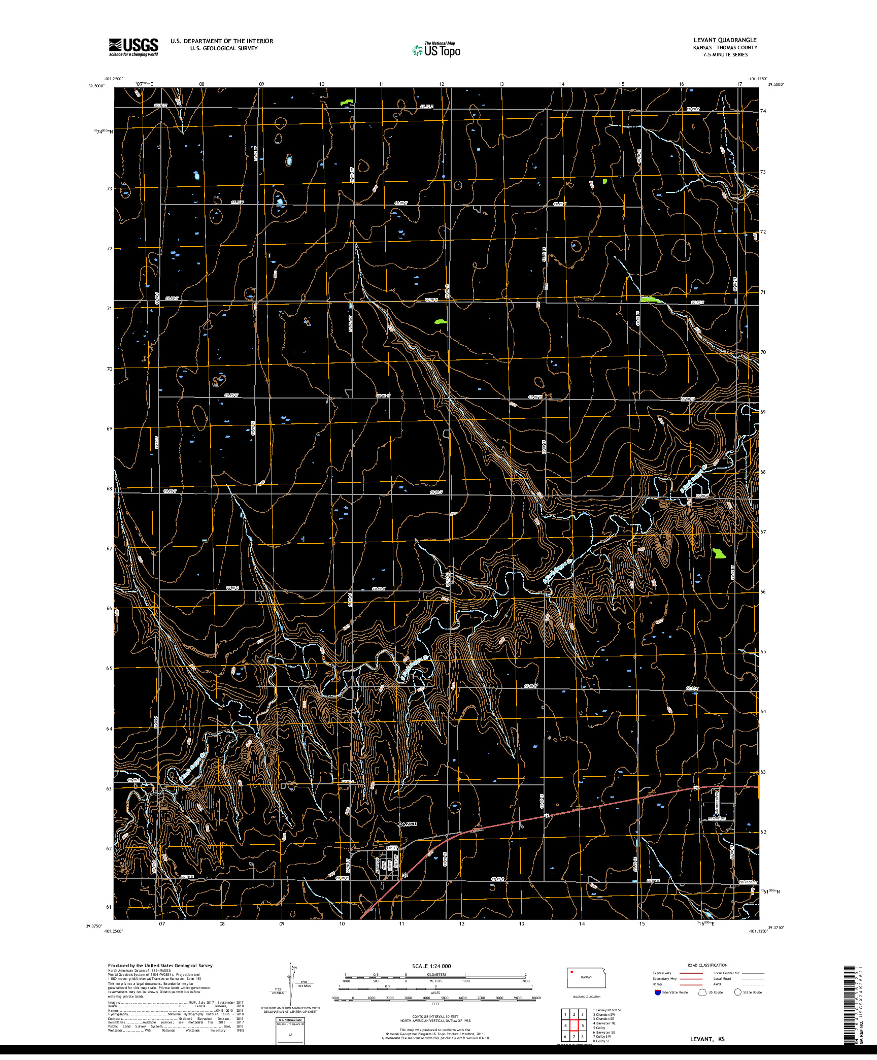 USGS US TOPO 7.5-MINUTE MAP FOR LEVANT, KS 2018