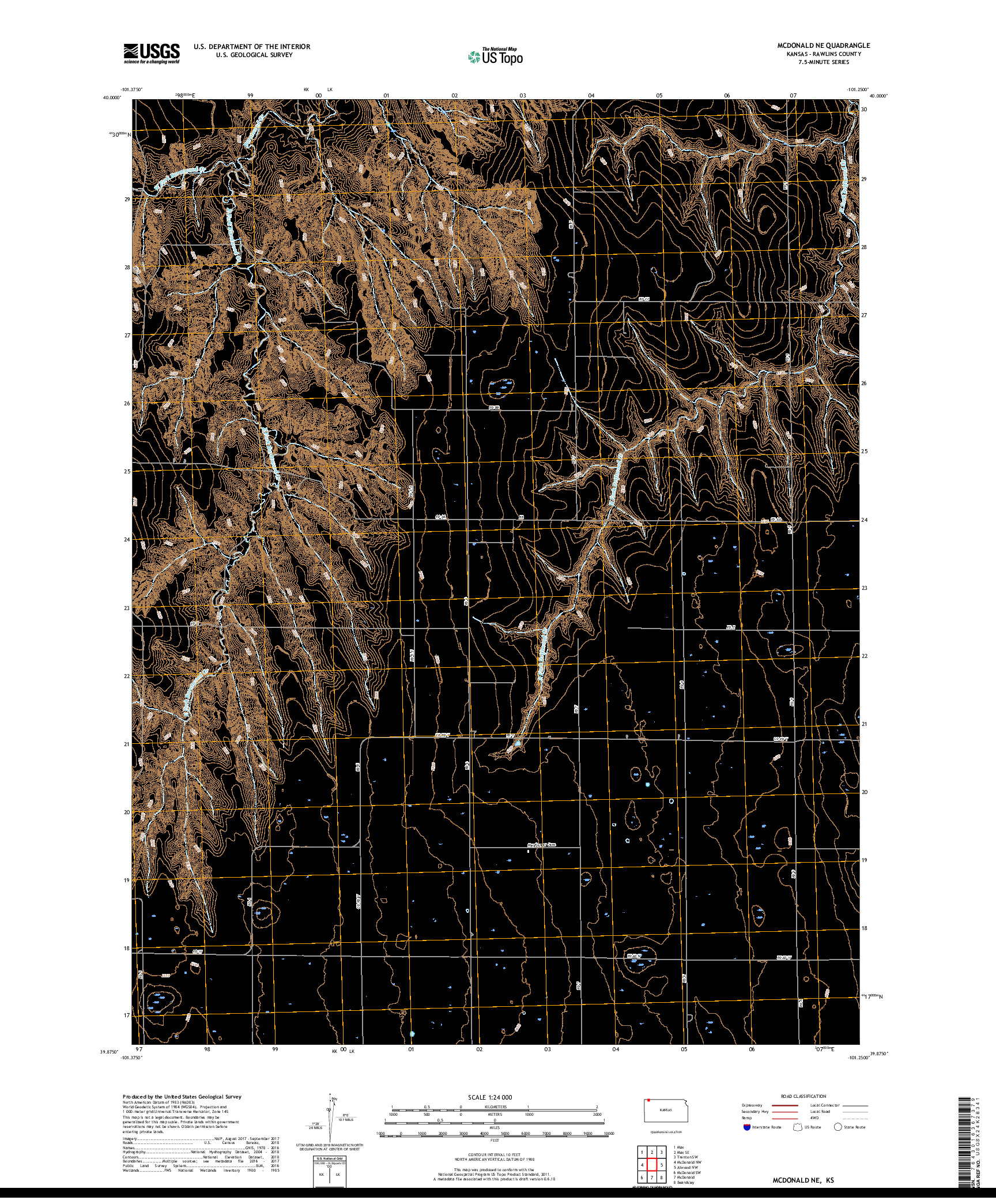 USGS US TOPO 7.5-MINUTE MAP FOR MCDONALD NE, KS 2018