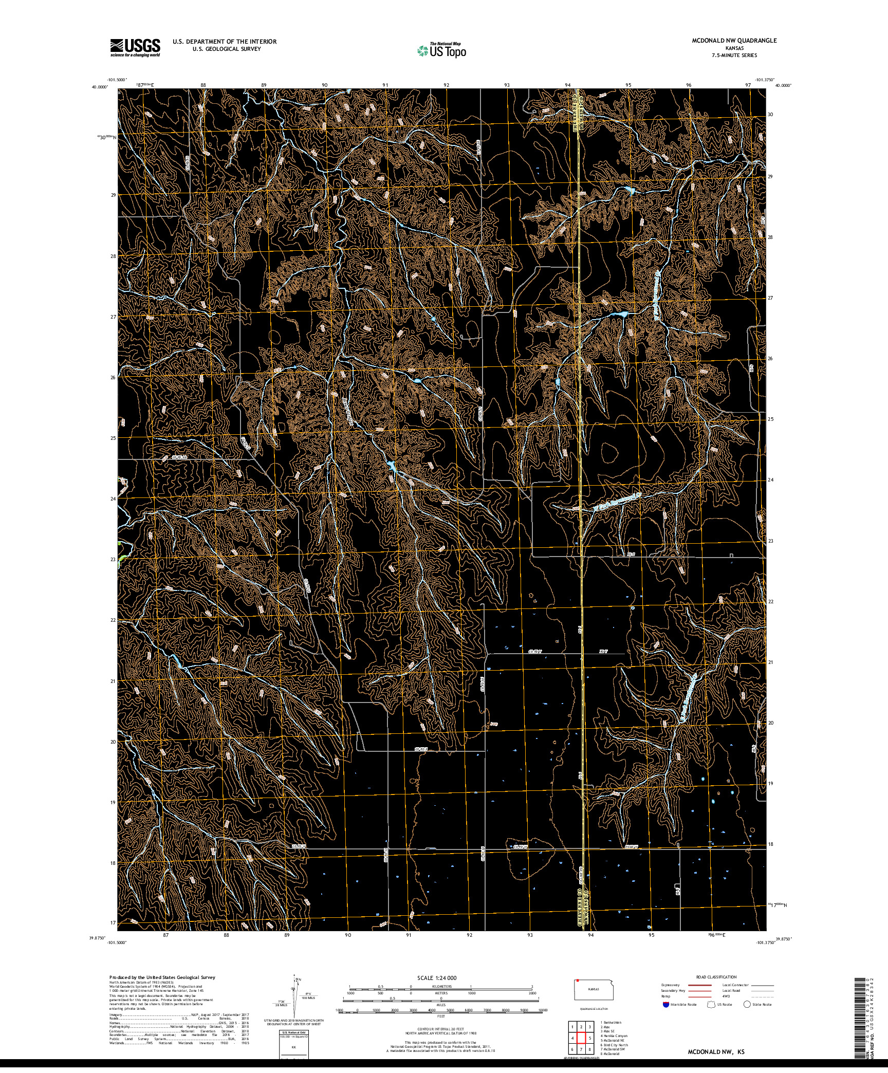 USGS US TOPO 7.5-MINUTE MAP FOR MCDONALD NW, KS 2018