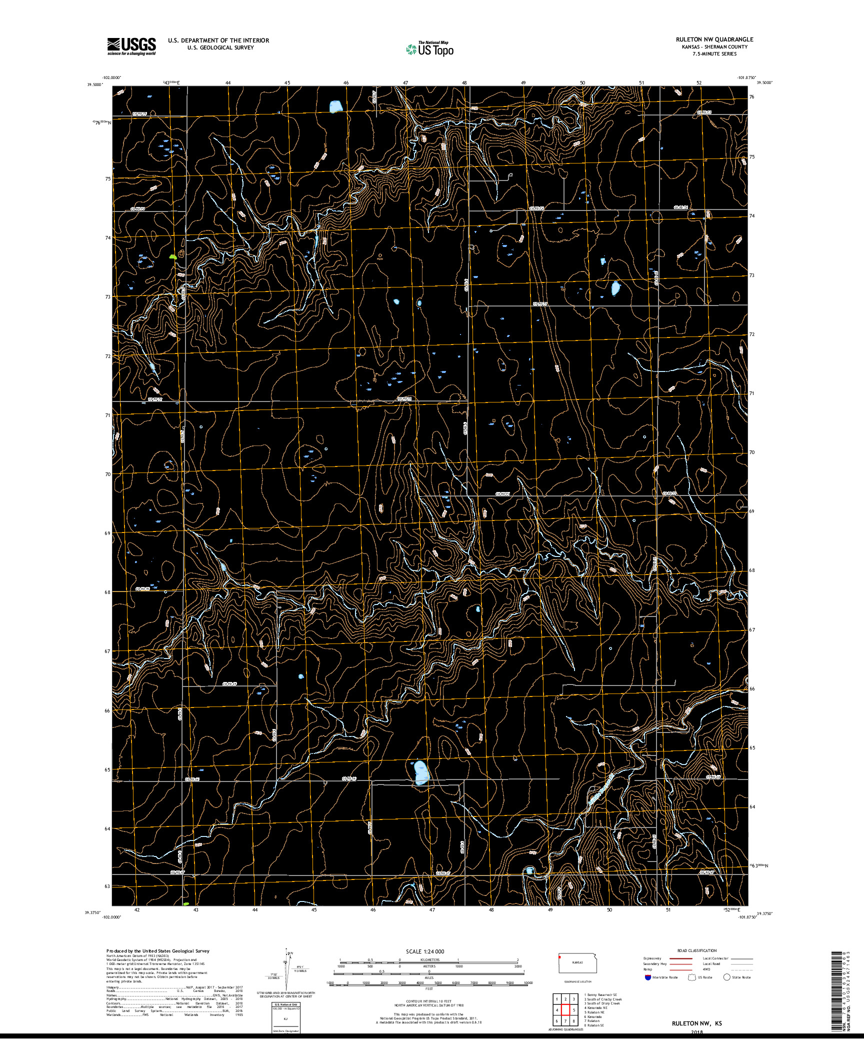 USGS US TOPO 7.5-MINUTE MAP FOR RULETON NW, KS 2018
