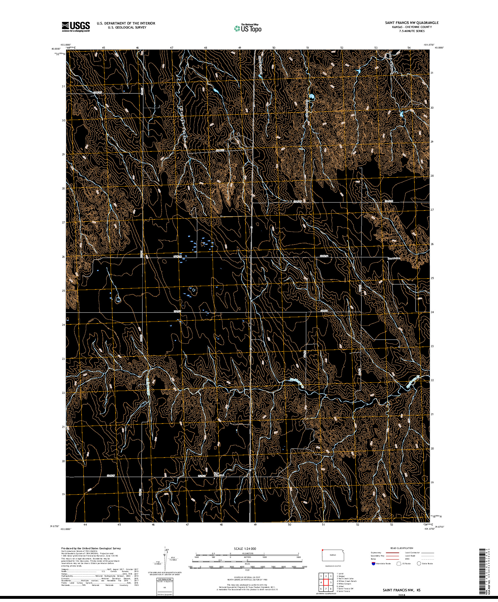 USGS US TOPO 7.5-MINUTE MAP FOR SAINT FRANCIS NW, KS 2018