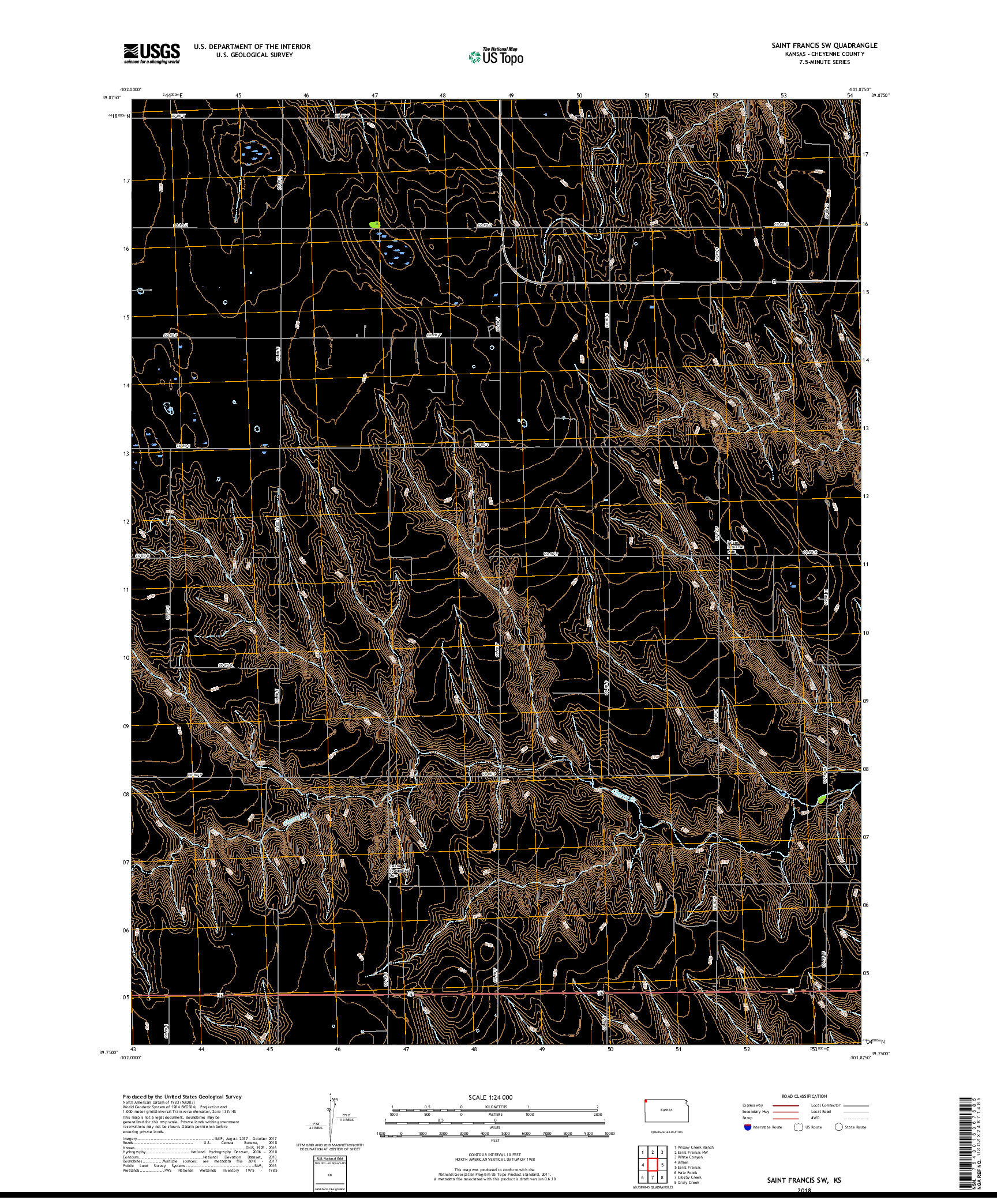 USGS US TOPO 7.5-MINUTE MAP FOR SAINT FRANCIS SW, KS 2018