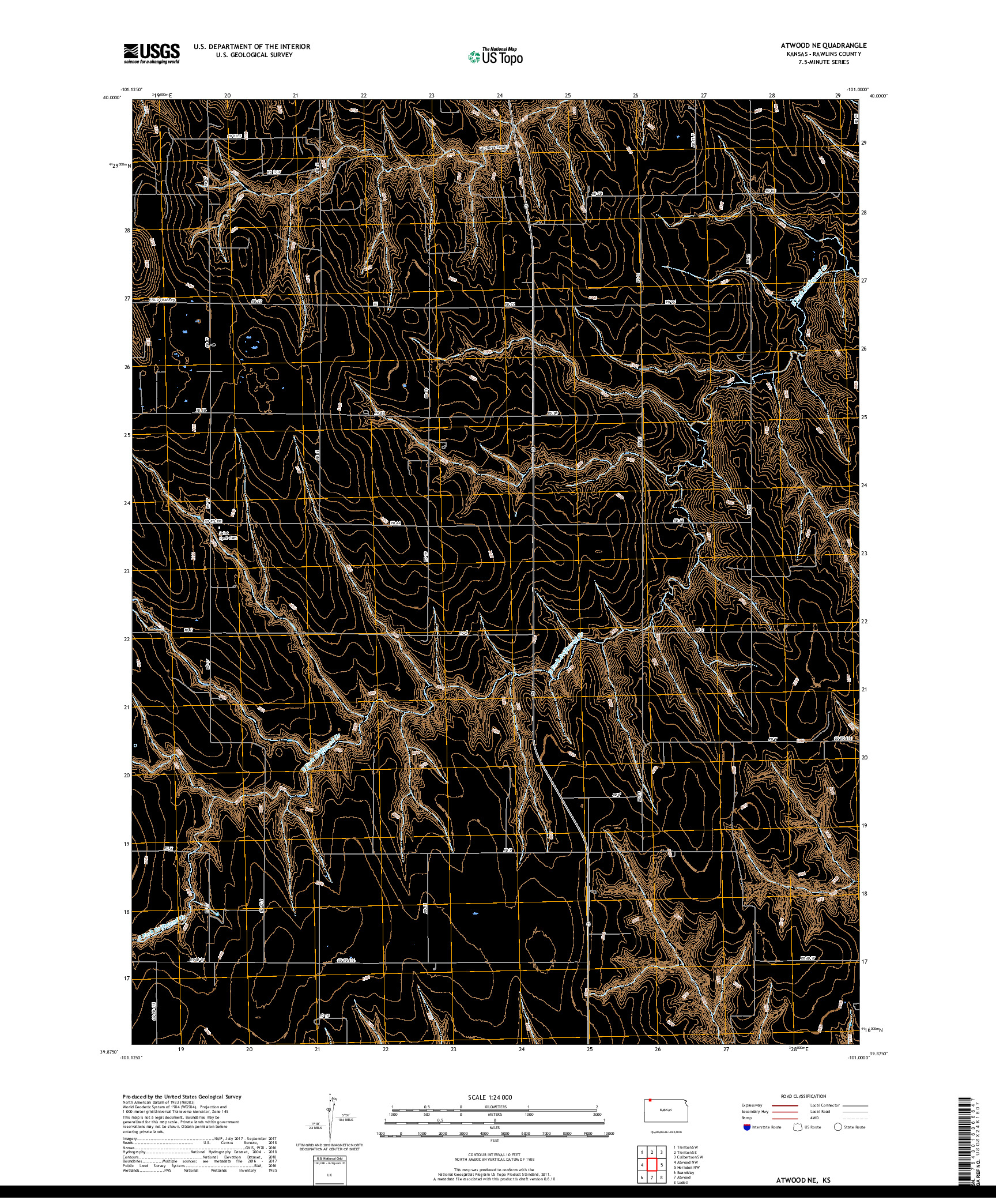 USGS US TOPO 7.5-MINUTE MAP FOR ATWOOD NE, KS 2018