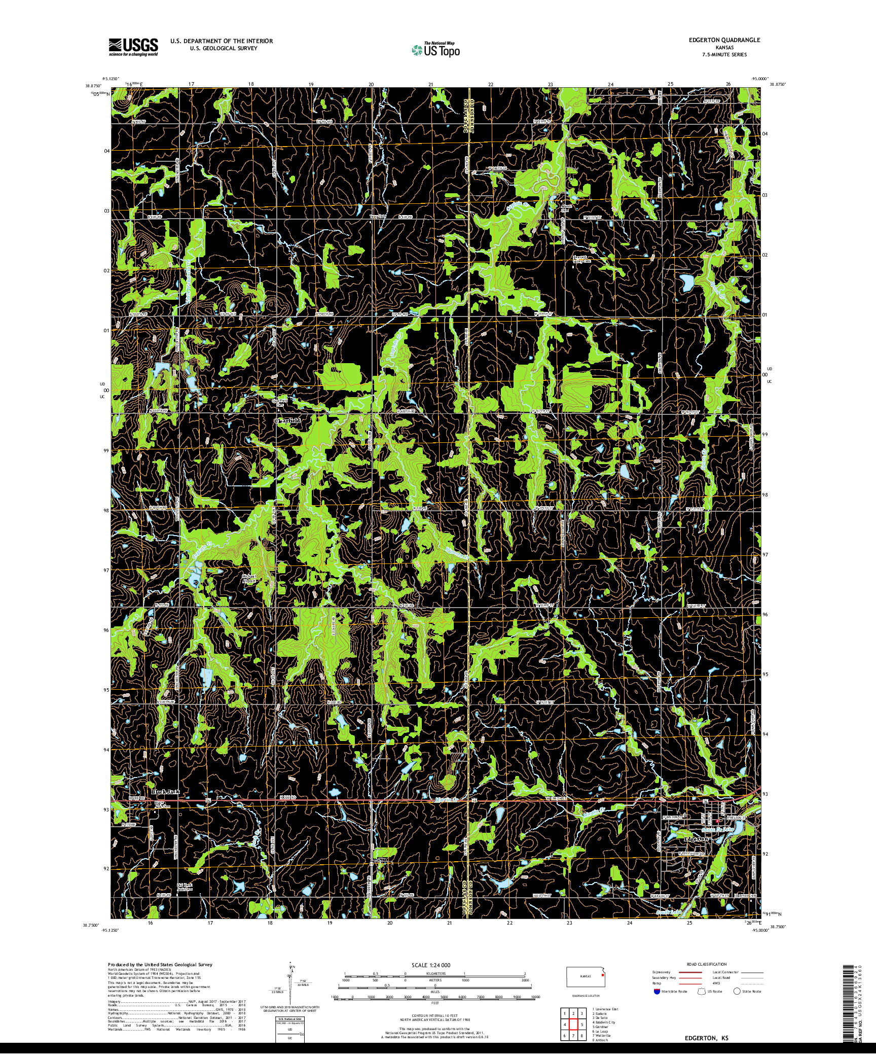 USGS US TOPO 7.5-MINUTE MAP FOR EDGERTON, KS 2018