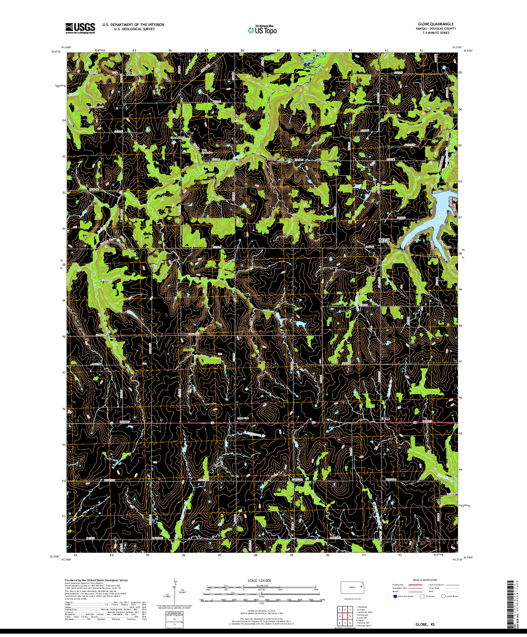 USGS US TOPO 7.5-MINUTE MAP FOR GLOBE, KS 2018