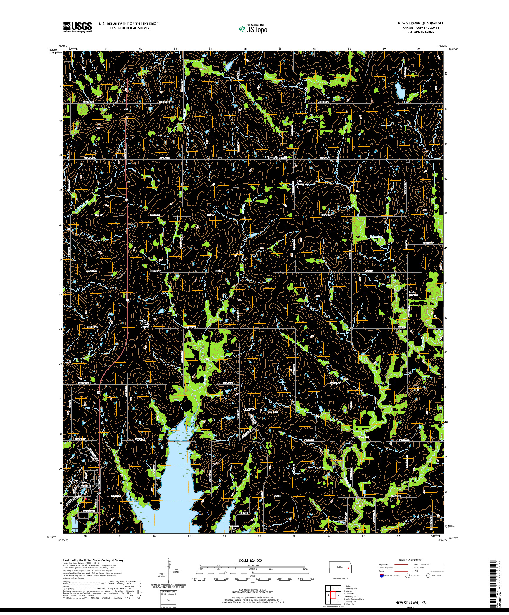 USGS US TOPO 7.5-MINUTE MAP FOR NEW STRAWN, KS 2018