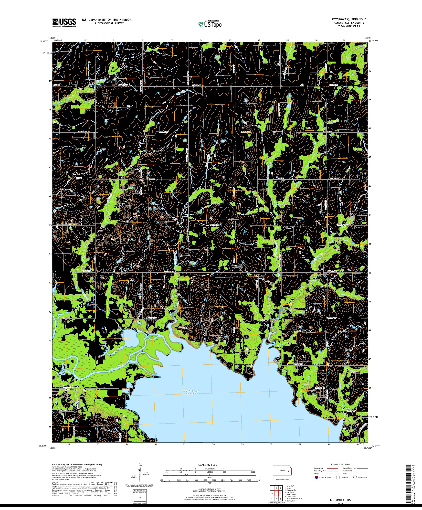 USGS US TOPO 7.5-MINUTE MAP FOR OTTUMWA, KS 2018